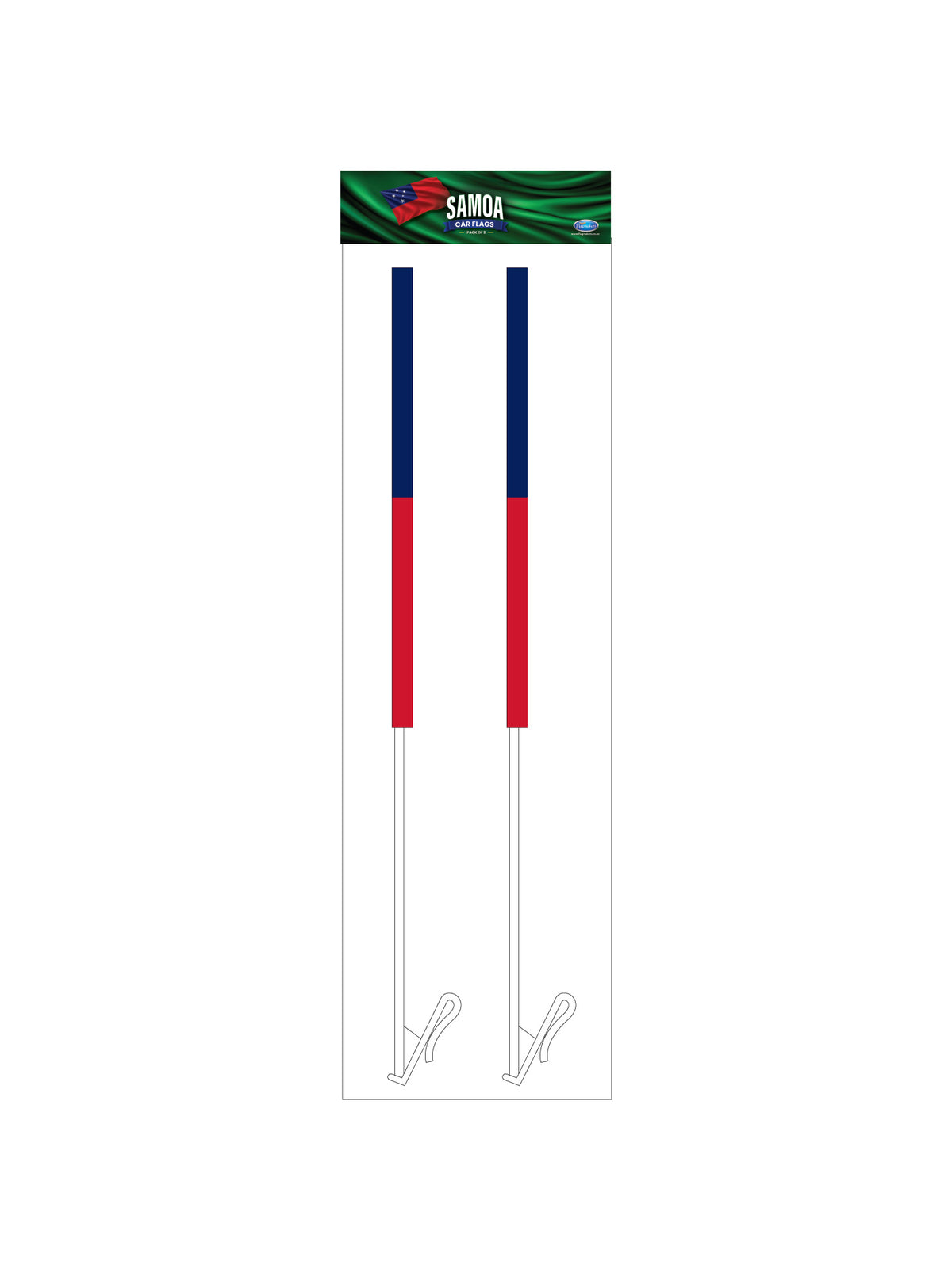 Samoa Car Flag & Pole || Pack of 2