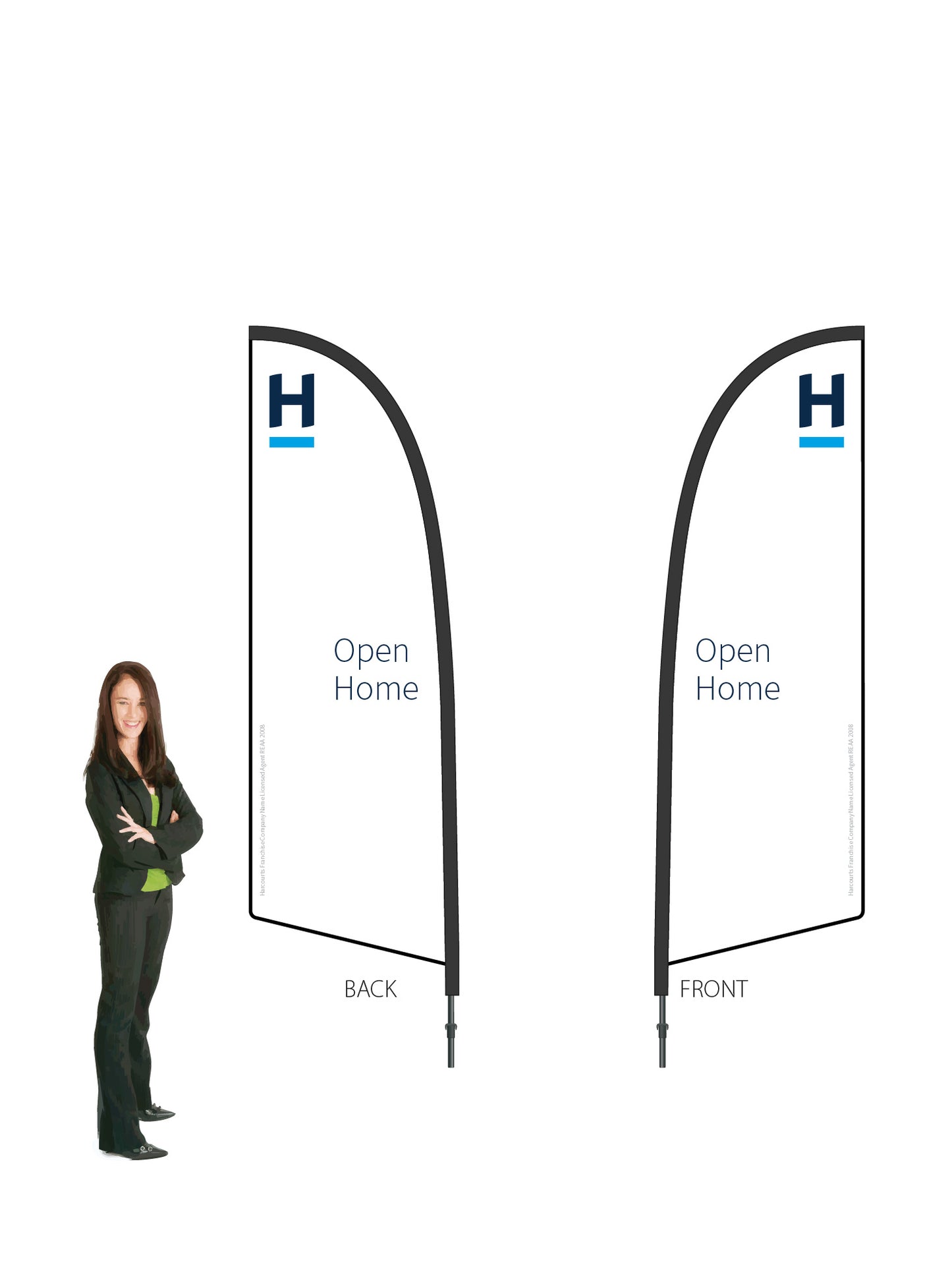 Harcourts 2026 OPEN HOME Durapole® Flex SMALL Double-Sided