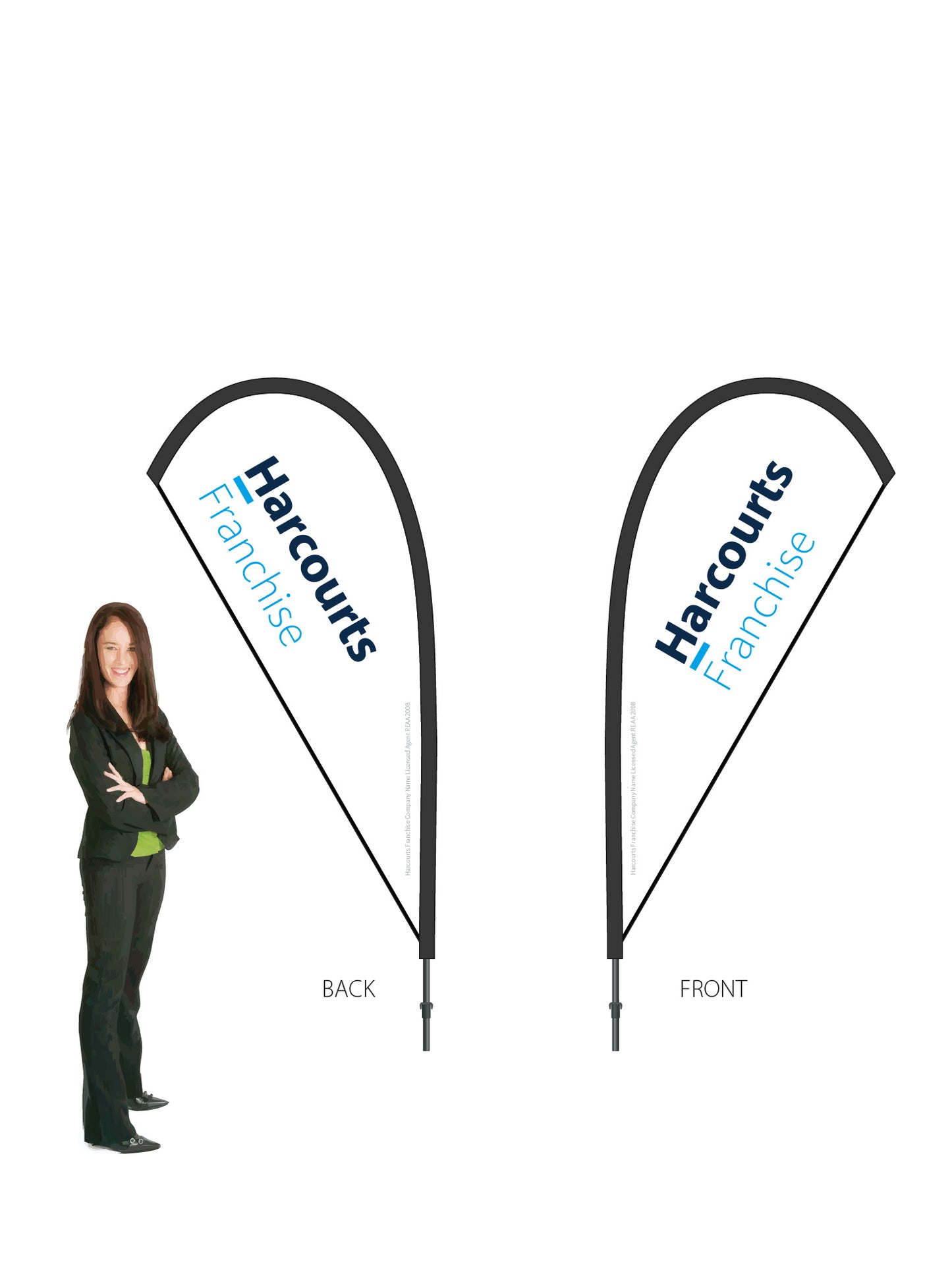 Harcourts 2026 LOGO Durapole® Mayfly SMALL Double-Sided || multiple designs available