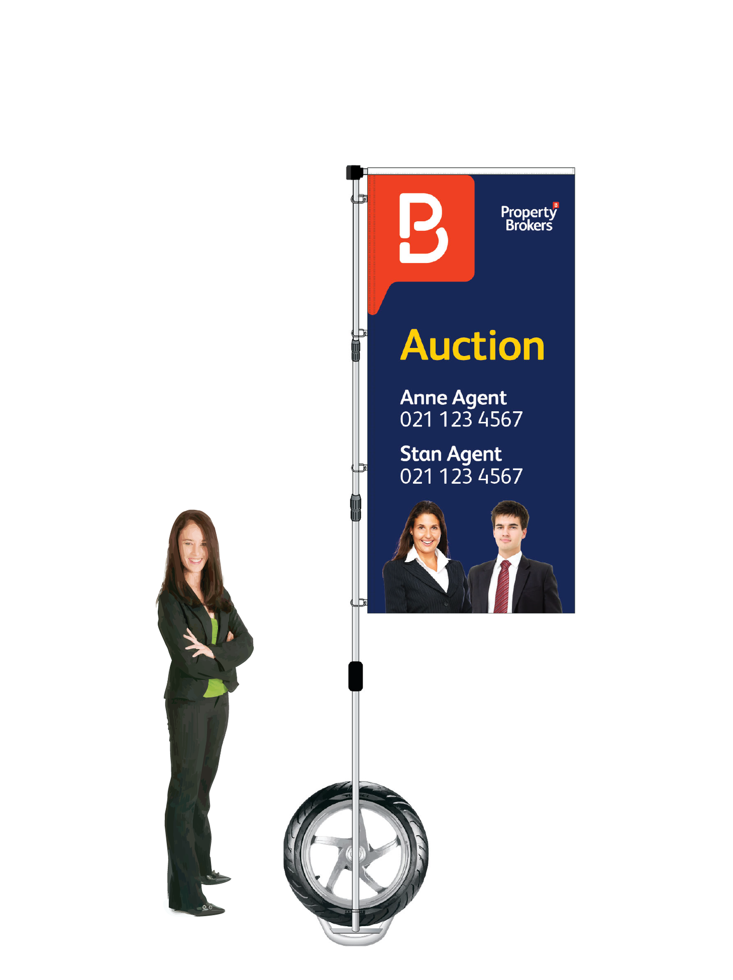 Custom Durapole XT Display 'AUCTION' Double-Sided flag.