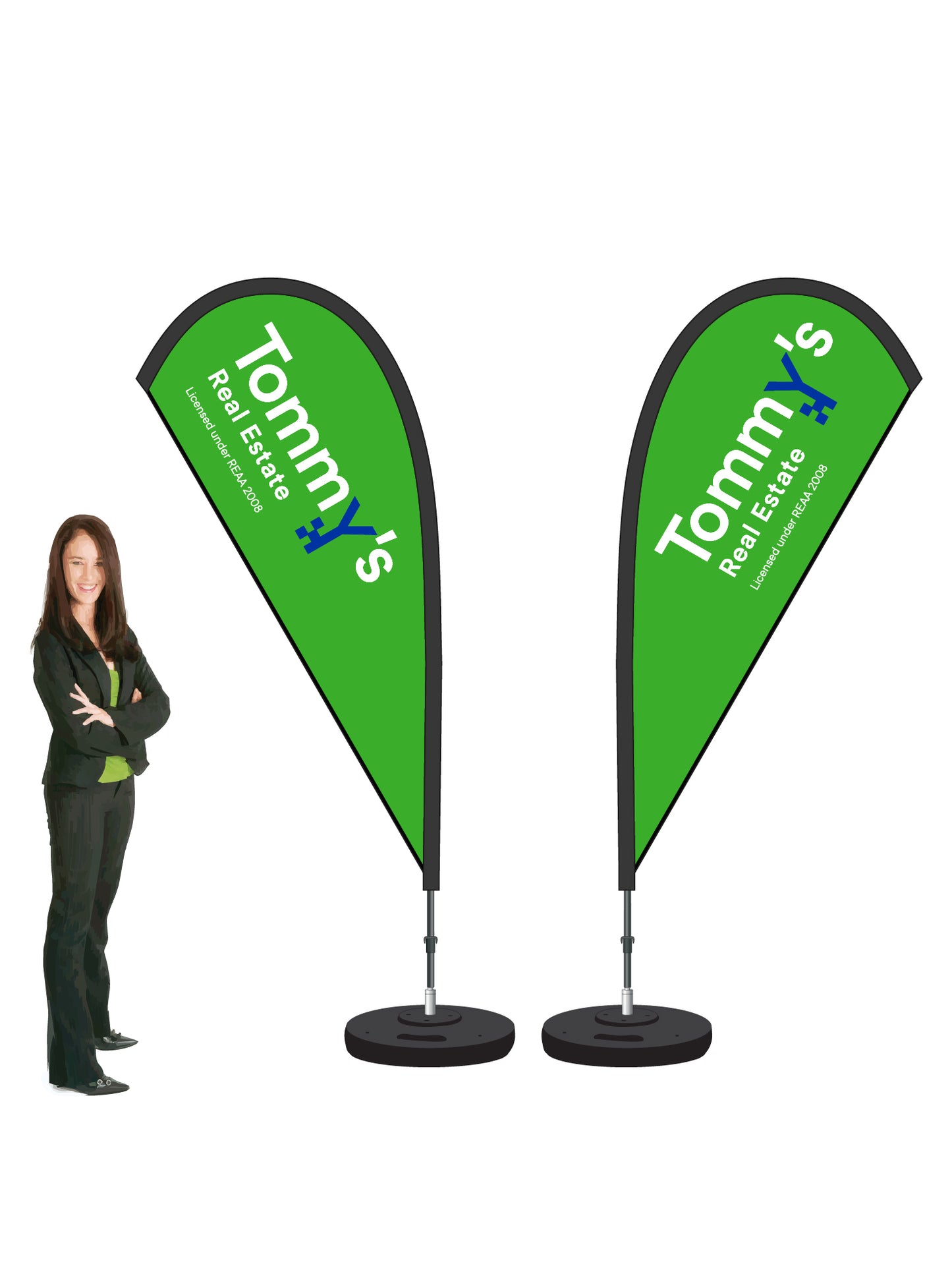 Durapole® Mayfly Double-Sided Flag and Display || Tommy's REAL ESTATE