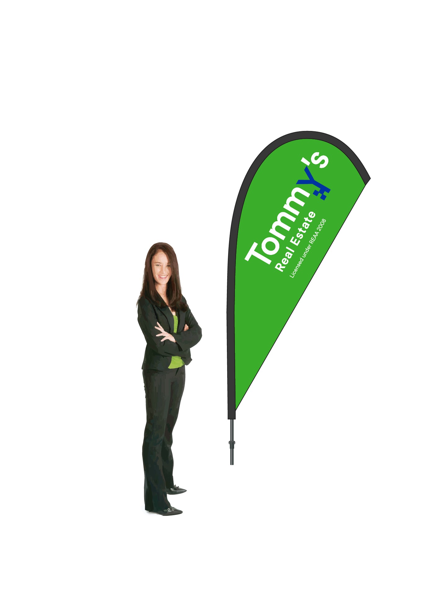 Durapole® Mayfly Single-Sided Flag and Display || Tommy's REAL ESTATE