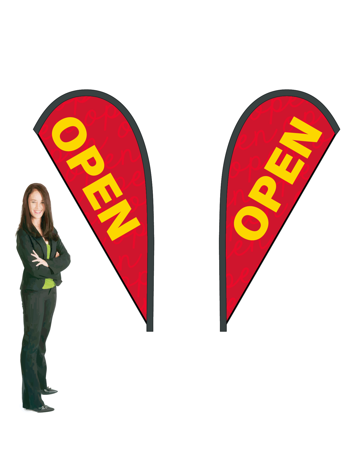 Open Flag and Display. Double -Sided. Commercial Grade. || 2.3m High. Made from recycled materials