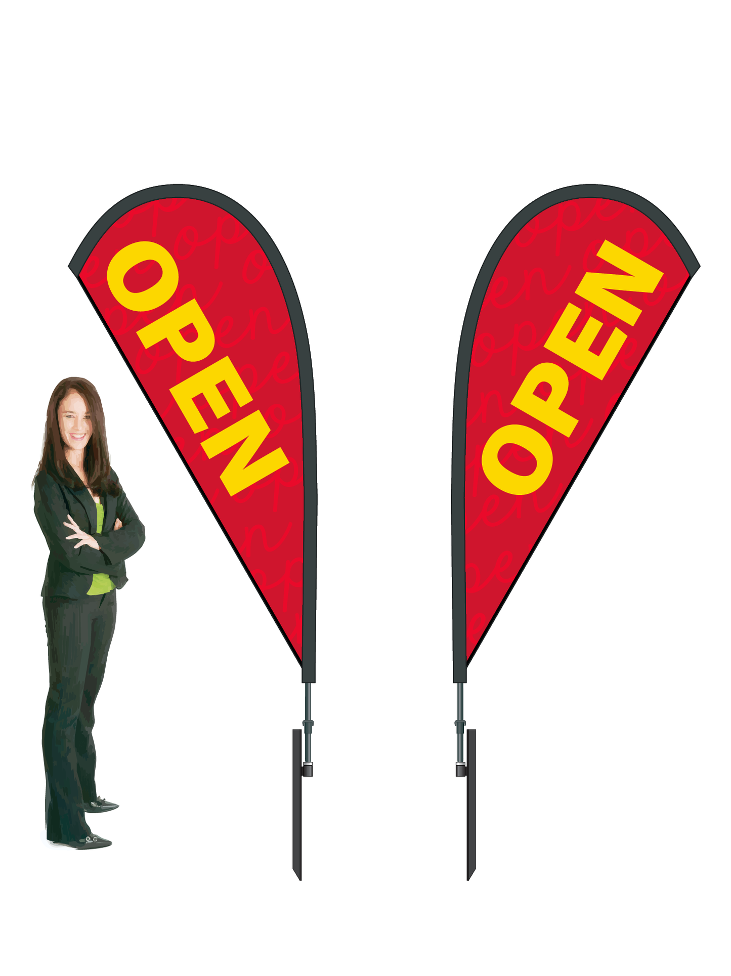 Open Flag and Display. Double -Sided. Commercial Grade. || 2.3m High. Made from recycled materials