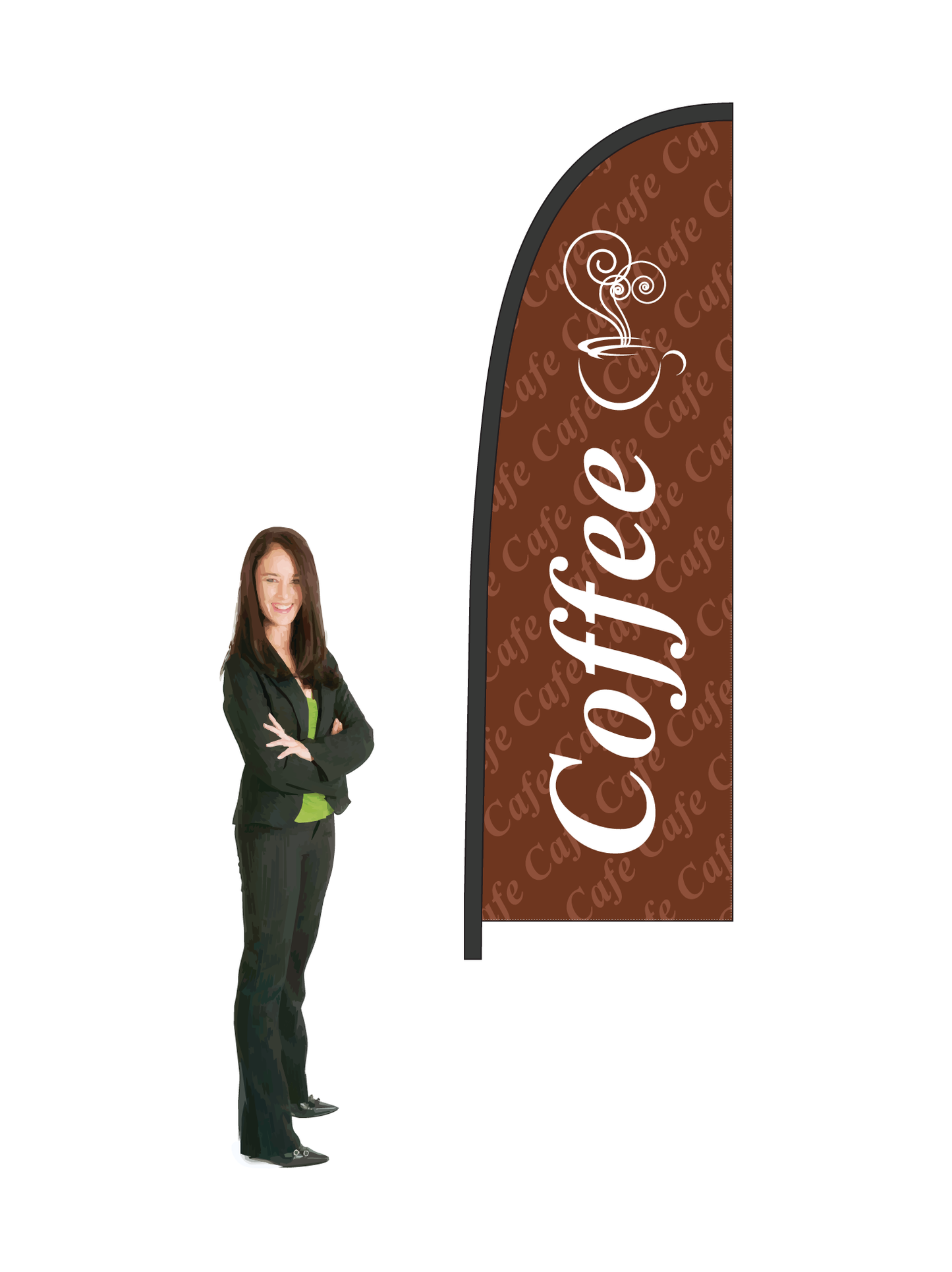 Coffee Flags and Display. Commercial Grade. 2.6m High. || Made from recycled fabrics