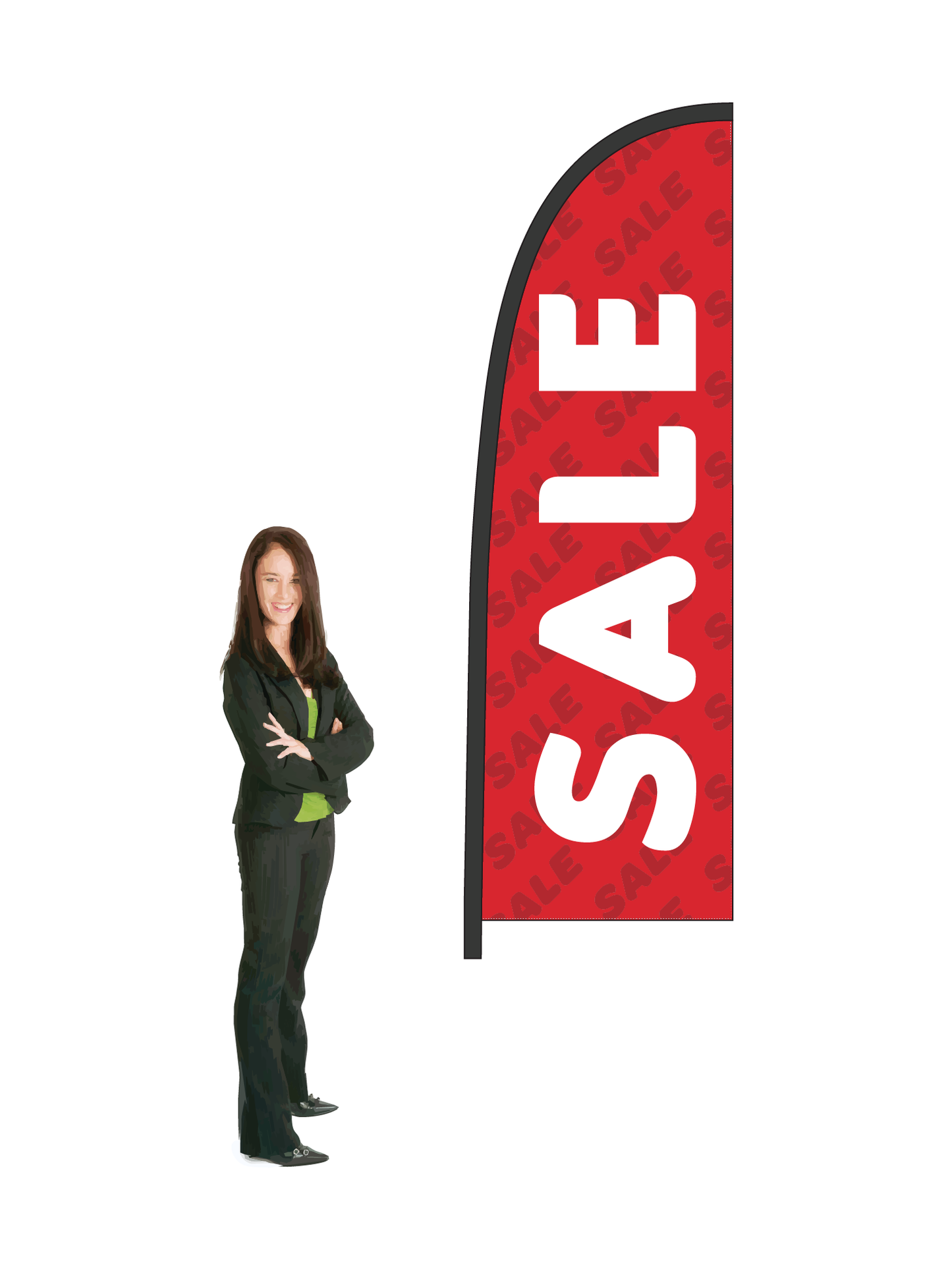 Sale Flex Flag and Display. Single-sided. Commercial Grade. || 2.6m High. Made from recycled materials.