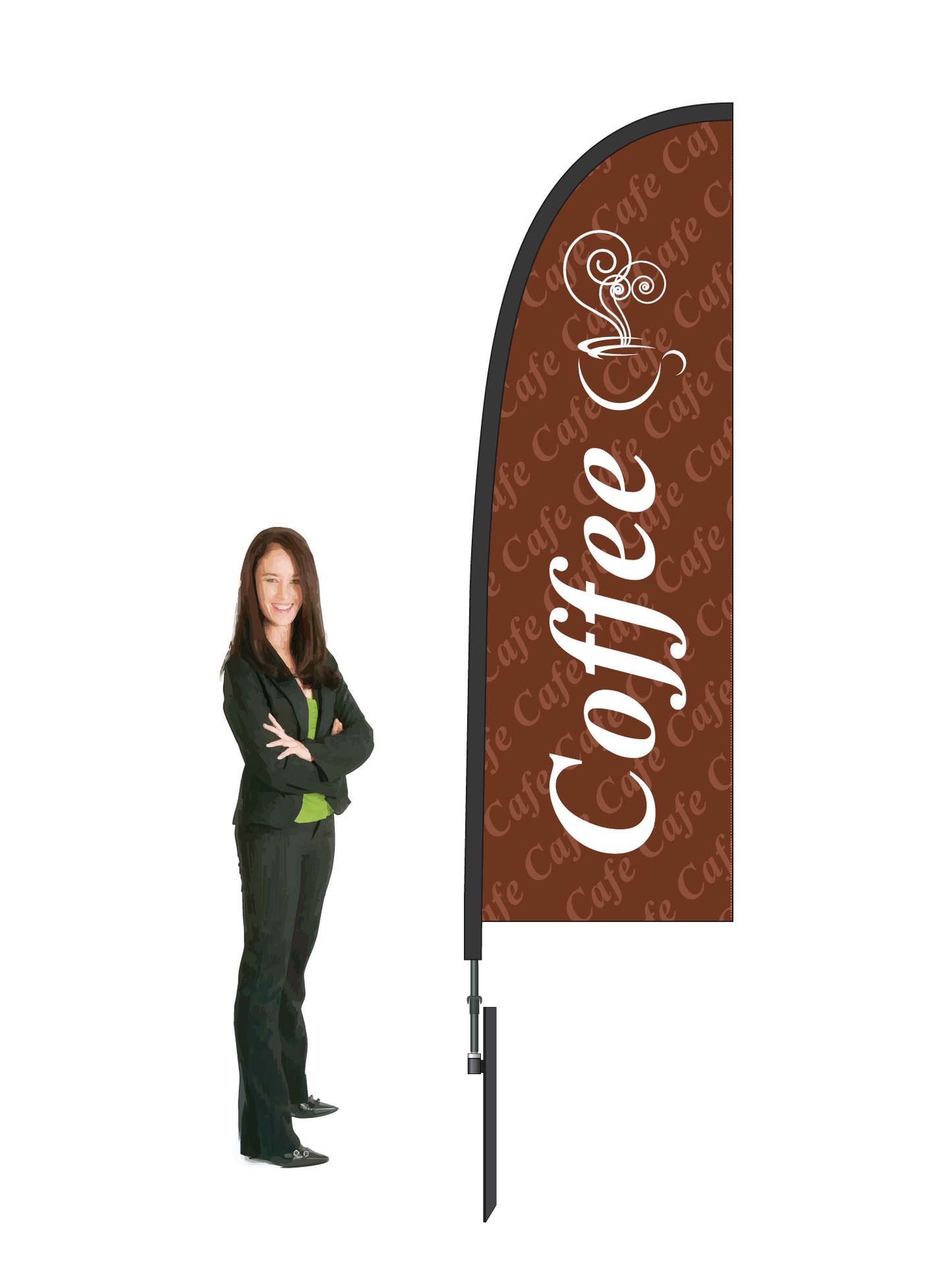 Coffee Flags and Display. Commercial Grade. 2.6m High. || Made from recycled fabrics