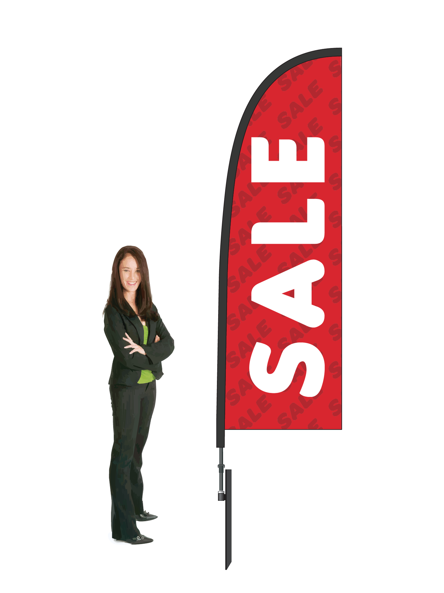 Sale Flex Flag and Display. Single-sided. Commercial Grade. || 2.6m High. Made from recycled materials.