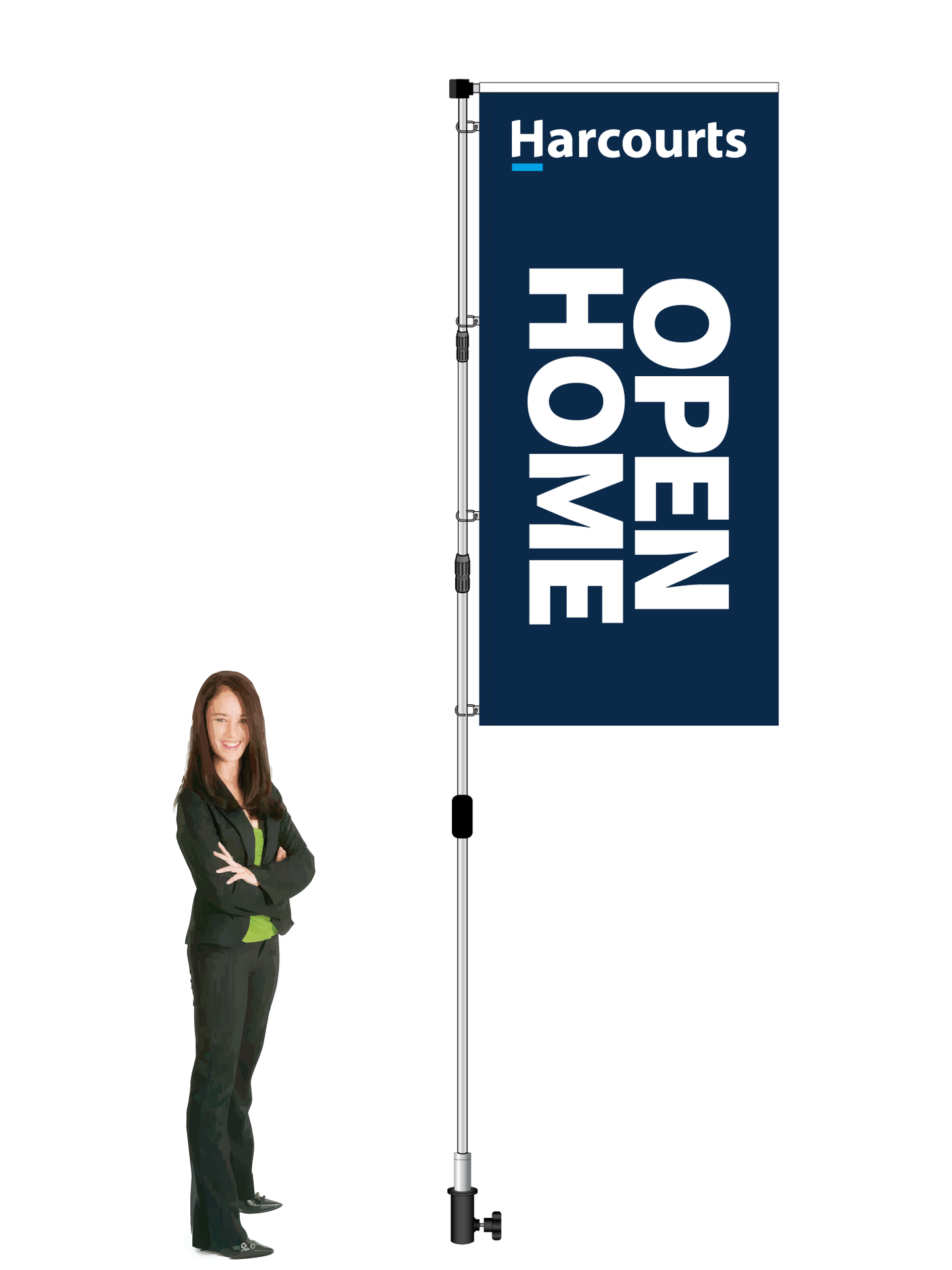Harcourts Durapole XT Flag and Display - OPEN HOME