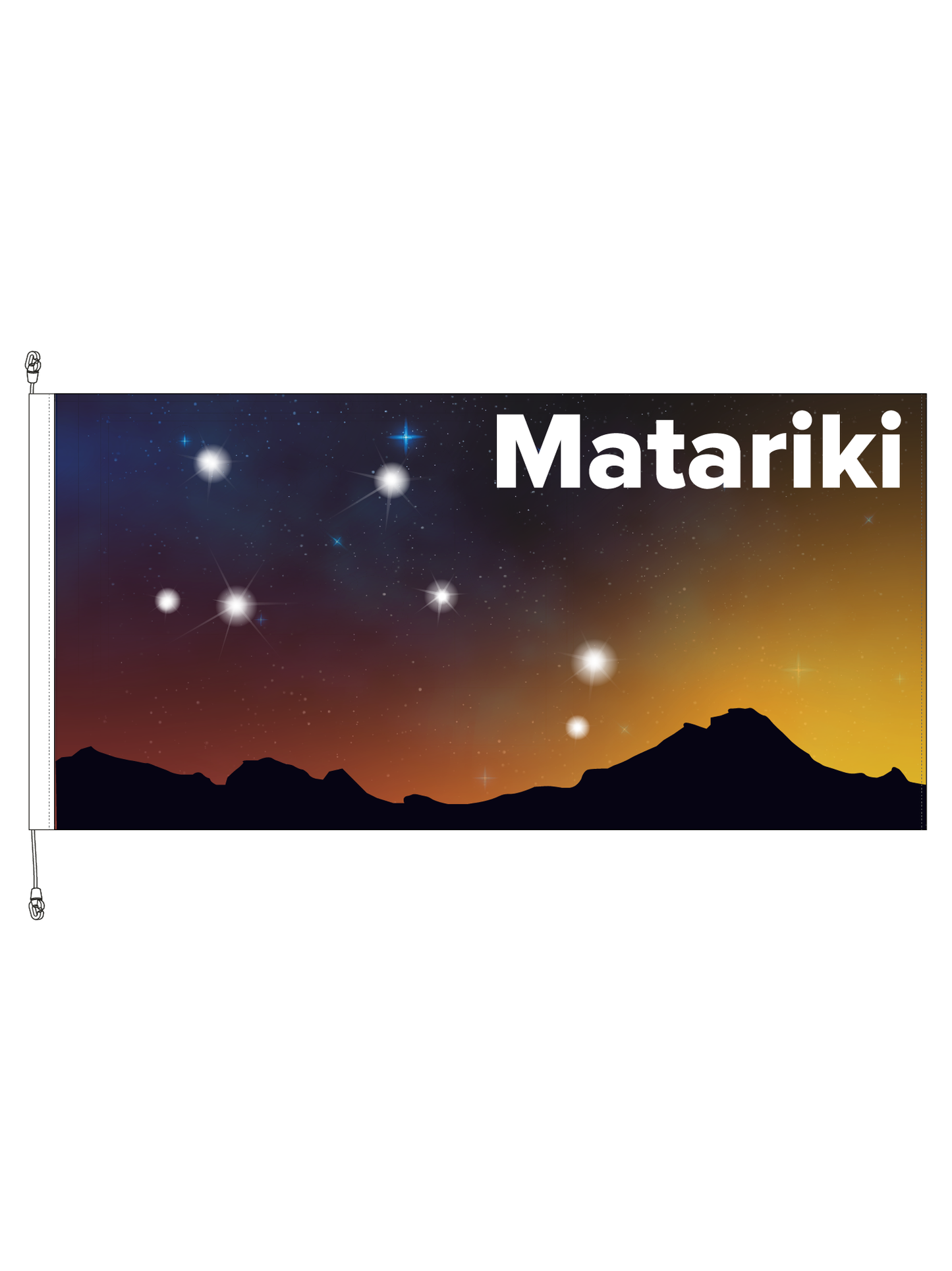 Matariki Yellow Horizontal Flag || 1800mm x 900mm