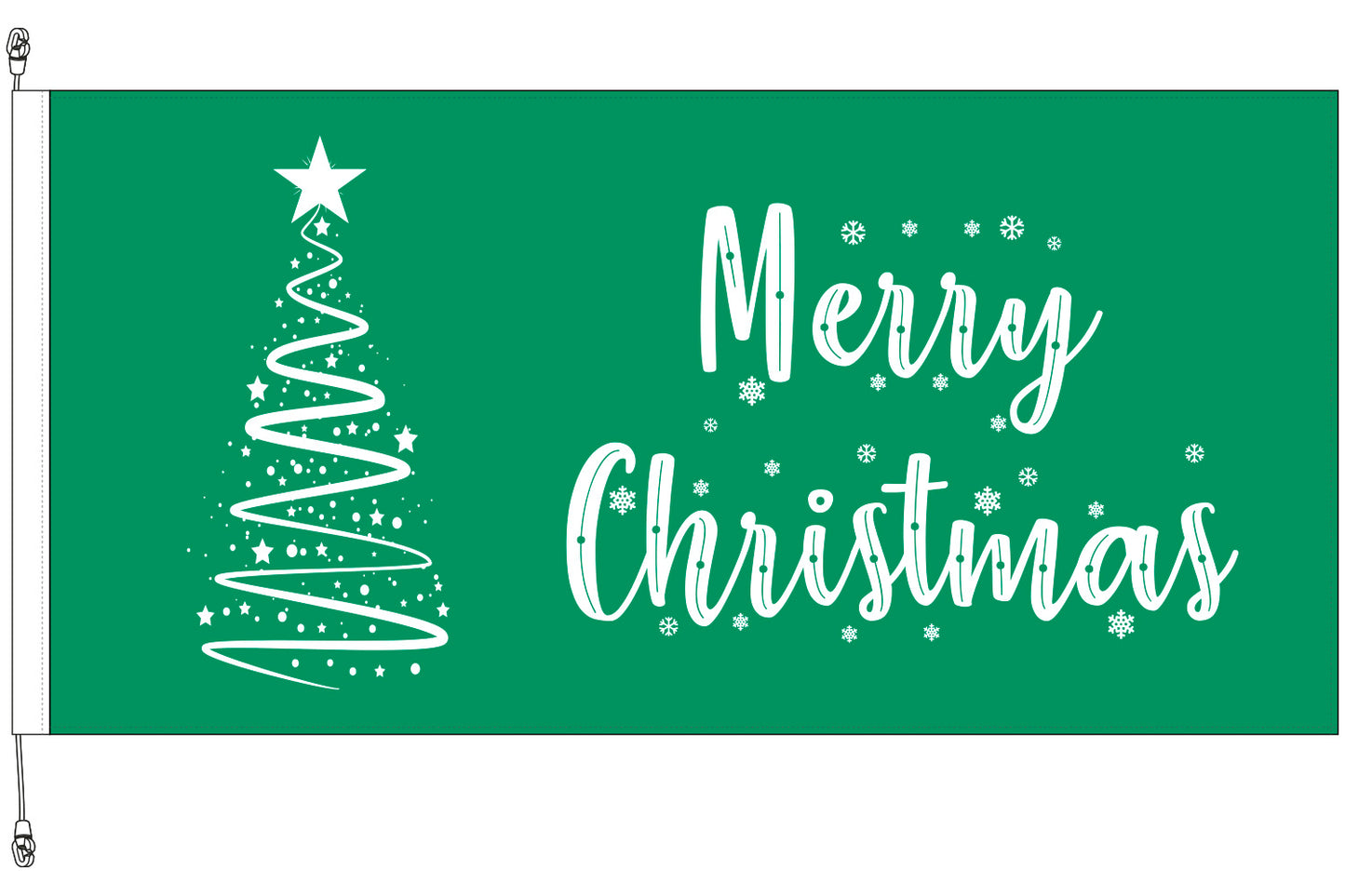 Christmas Tree Ribbon Green Horizontal Flag || 1800x900mm