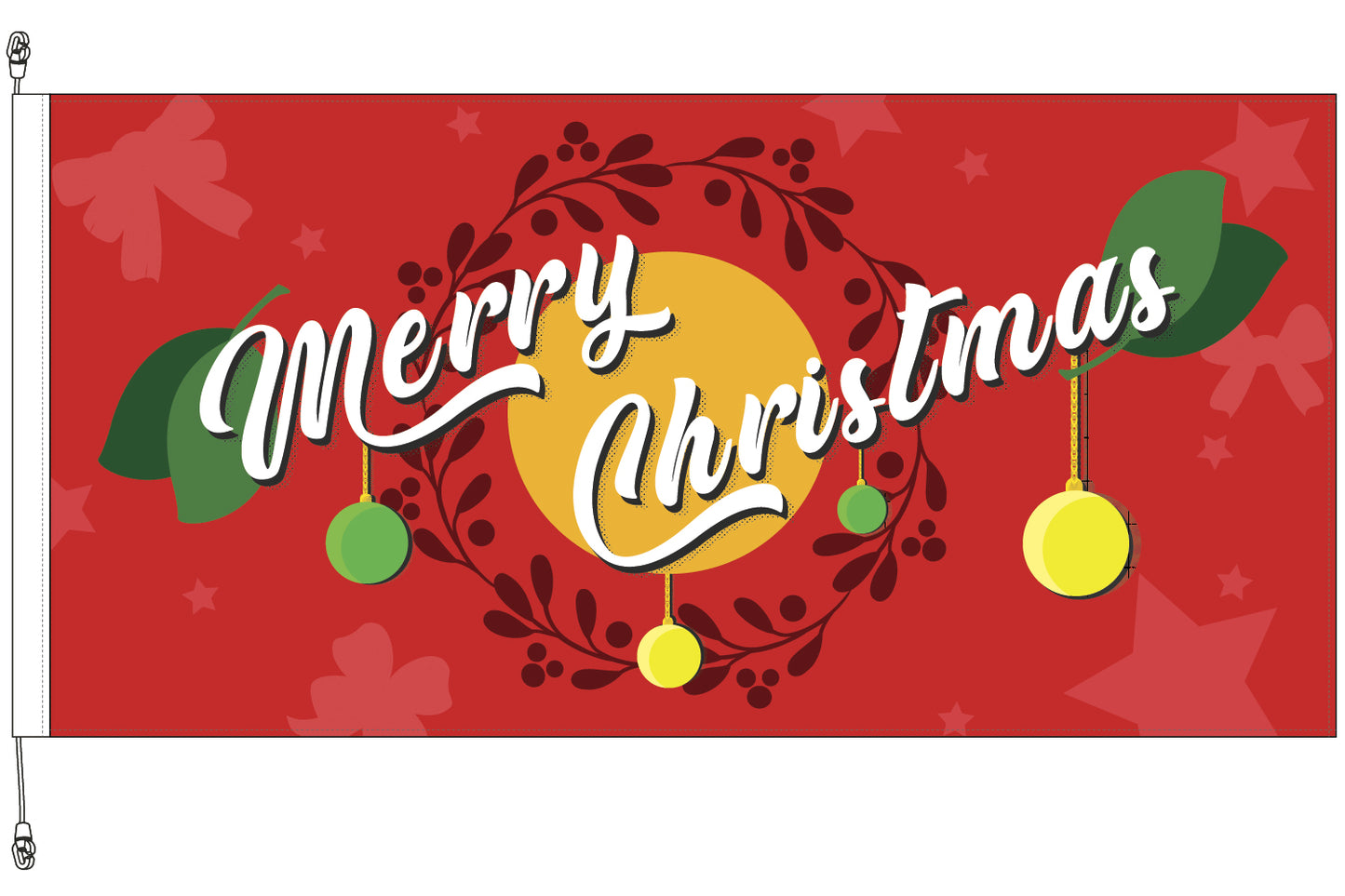 Christmas Wreath & Bauble Horizontal Flag || 1800x900mm