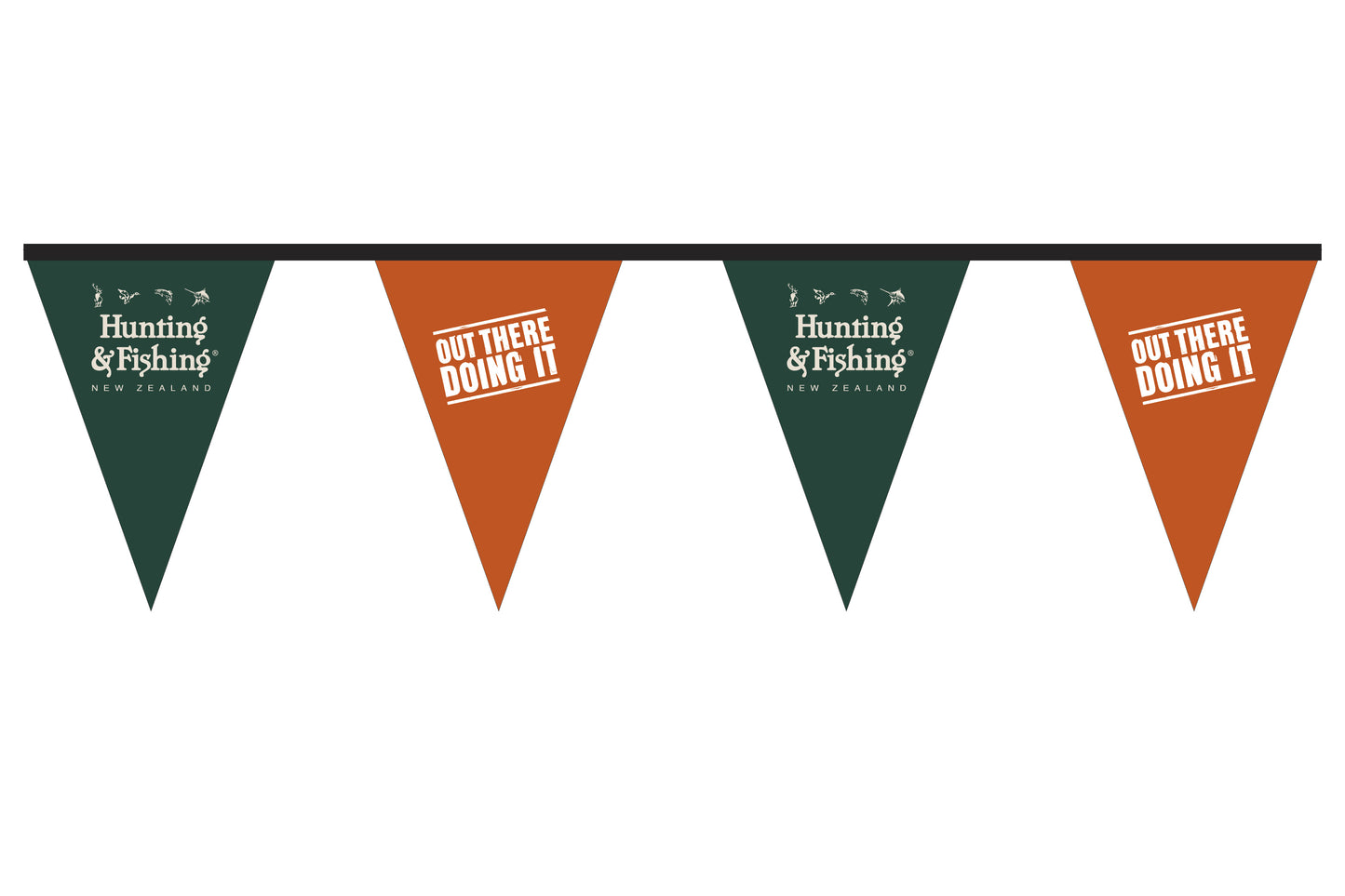 Hunting and Fishing 'Out There Doing It' || Green and Red Bunting. 5m lengths.