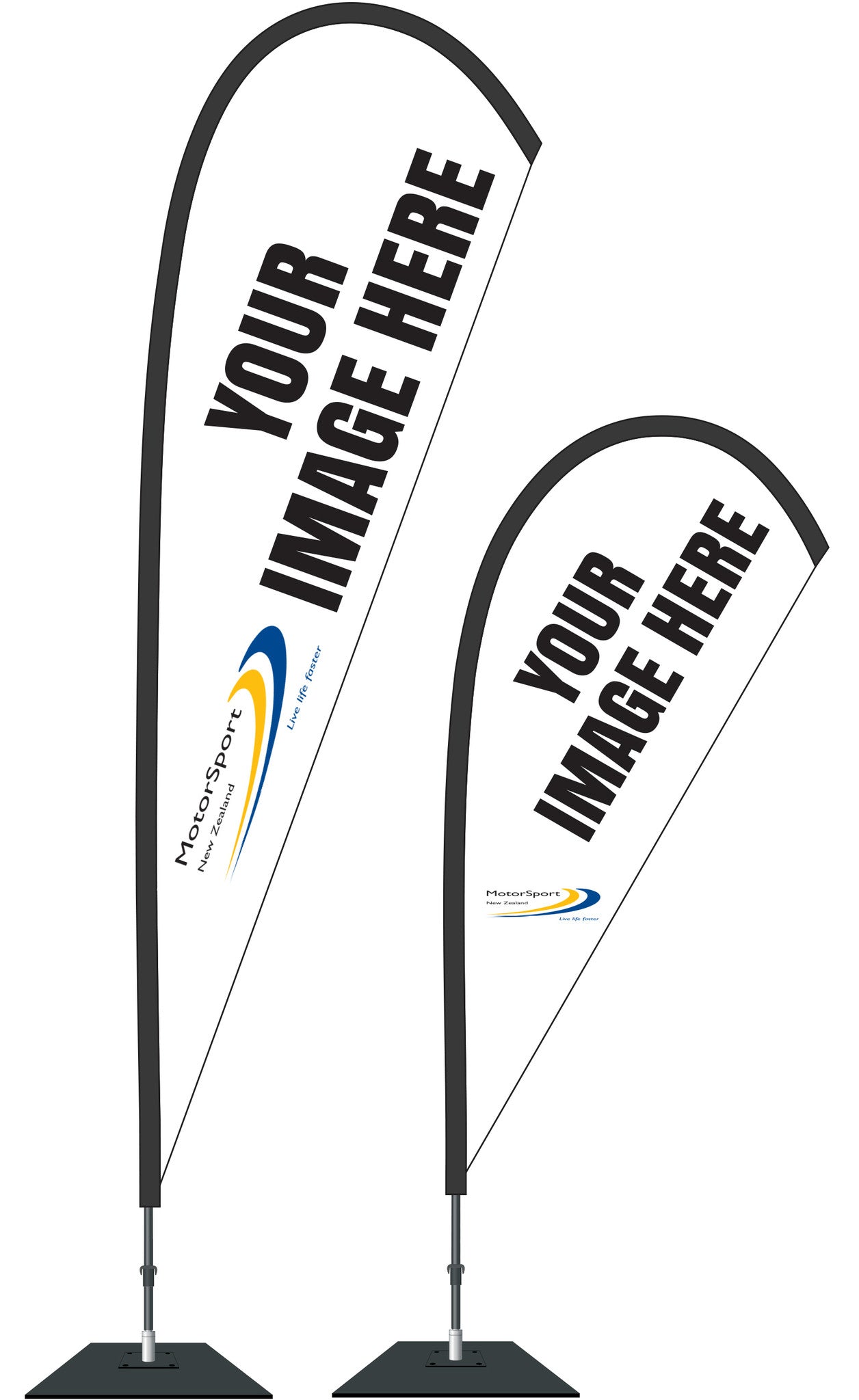 Motorsport Durapole Mayfly Custom Flag and Display with Motorsport logo