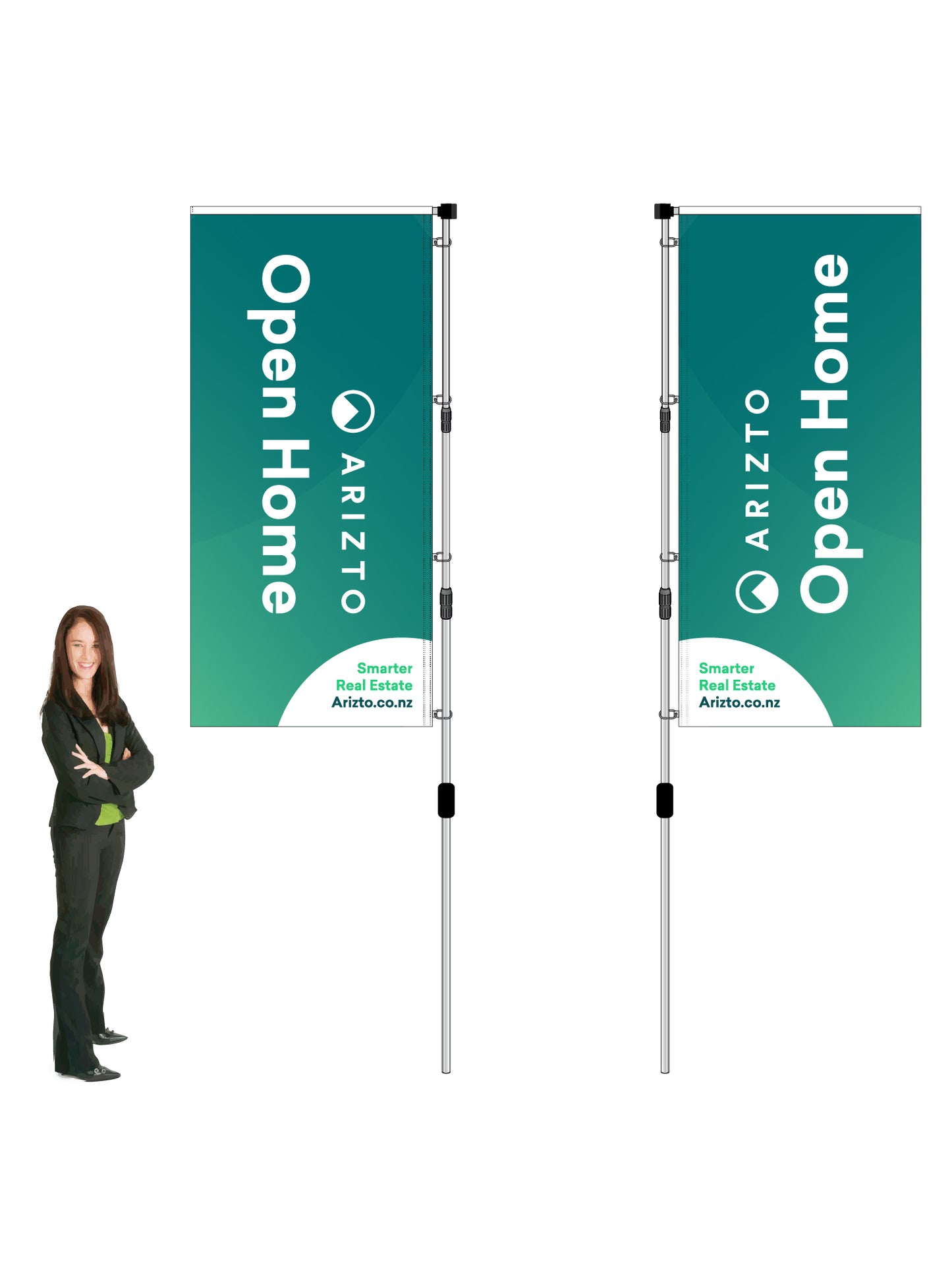 Durapole XT OPEN HOME Flag and Display Double-Sided || ARITZO REAL ESTATE