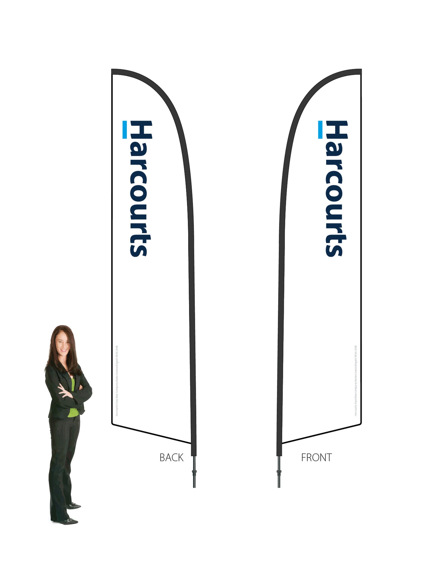 Harcourts 2026 LOGO Durapole® Flex LARGE Double-Sided || multiple designs available