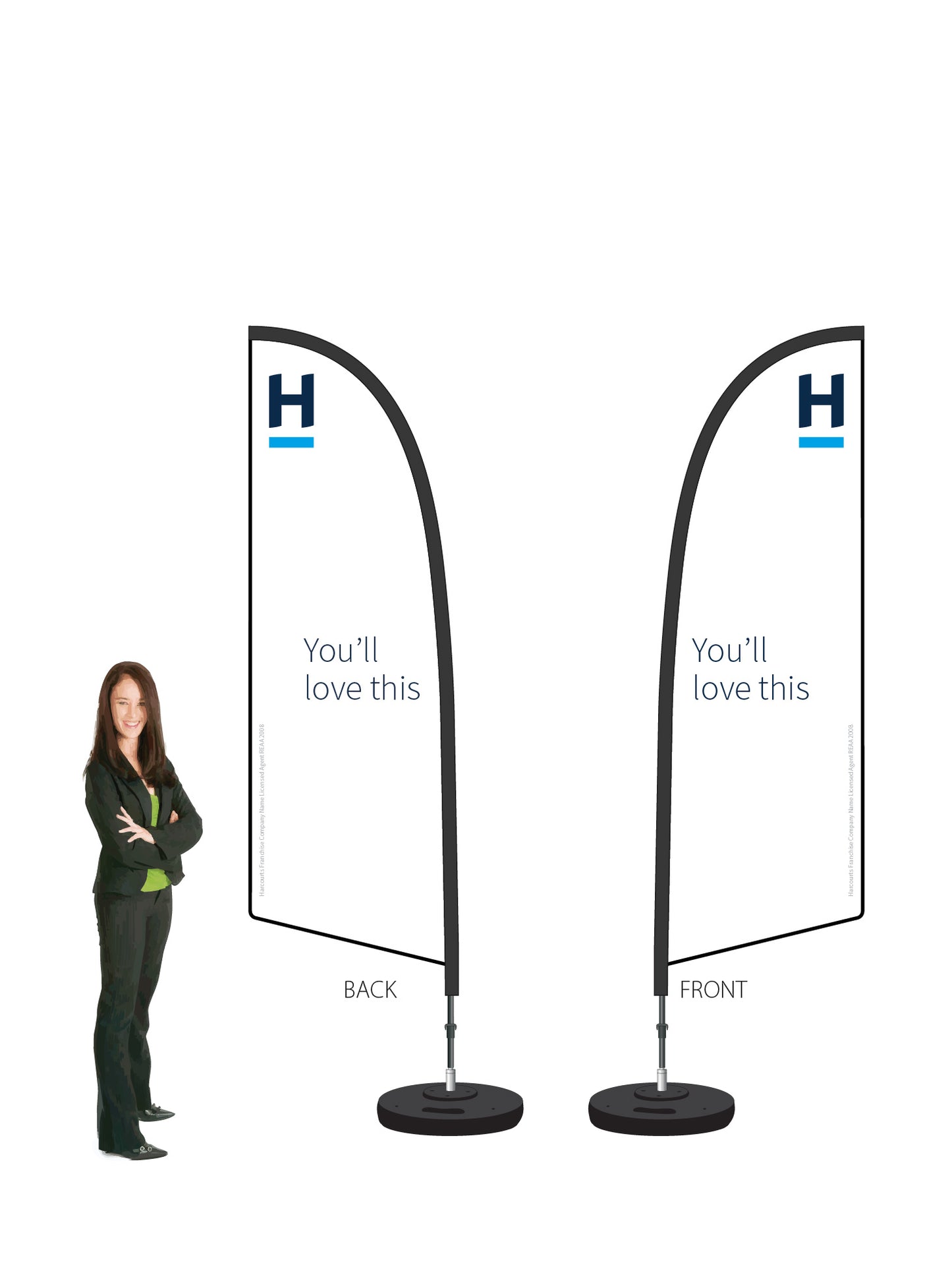 Harcourts 2026 OPEN Durapole® Flex SMALL Double-Sided || multiple designs available