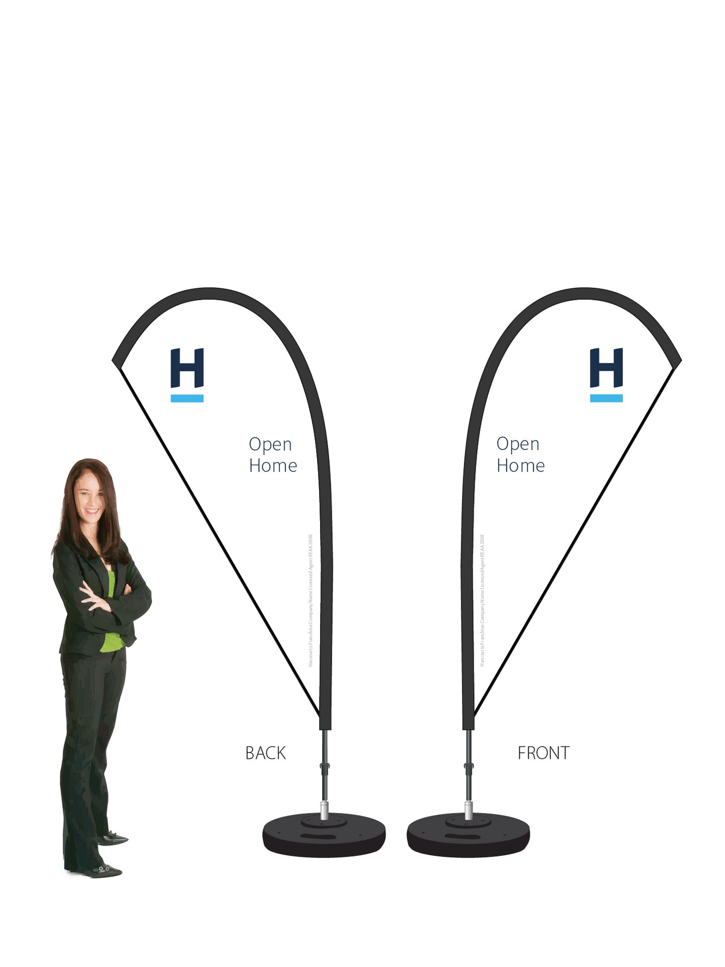 Harcourts 2026 OPEN HOME Durapole® Mayfly SMALL Double-Sided