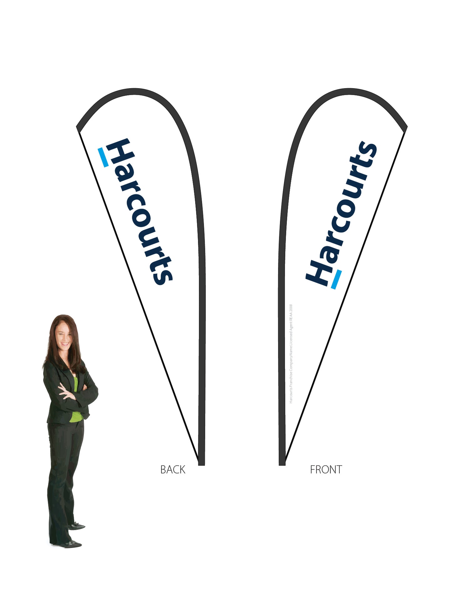 Harcourts 2026 LOGO Durapole® Mayfly LARGE Double-Sided || multiple designs available