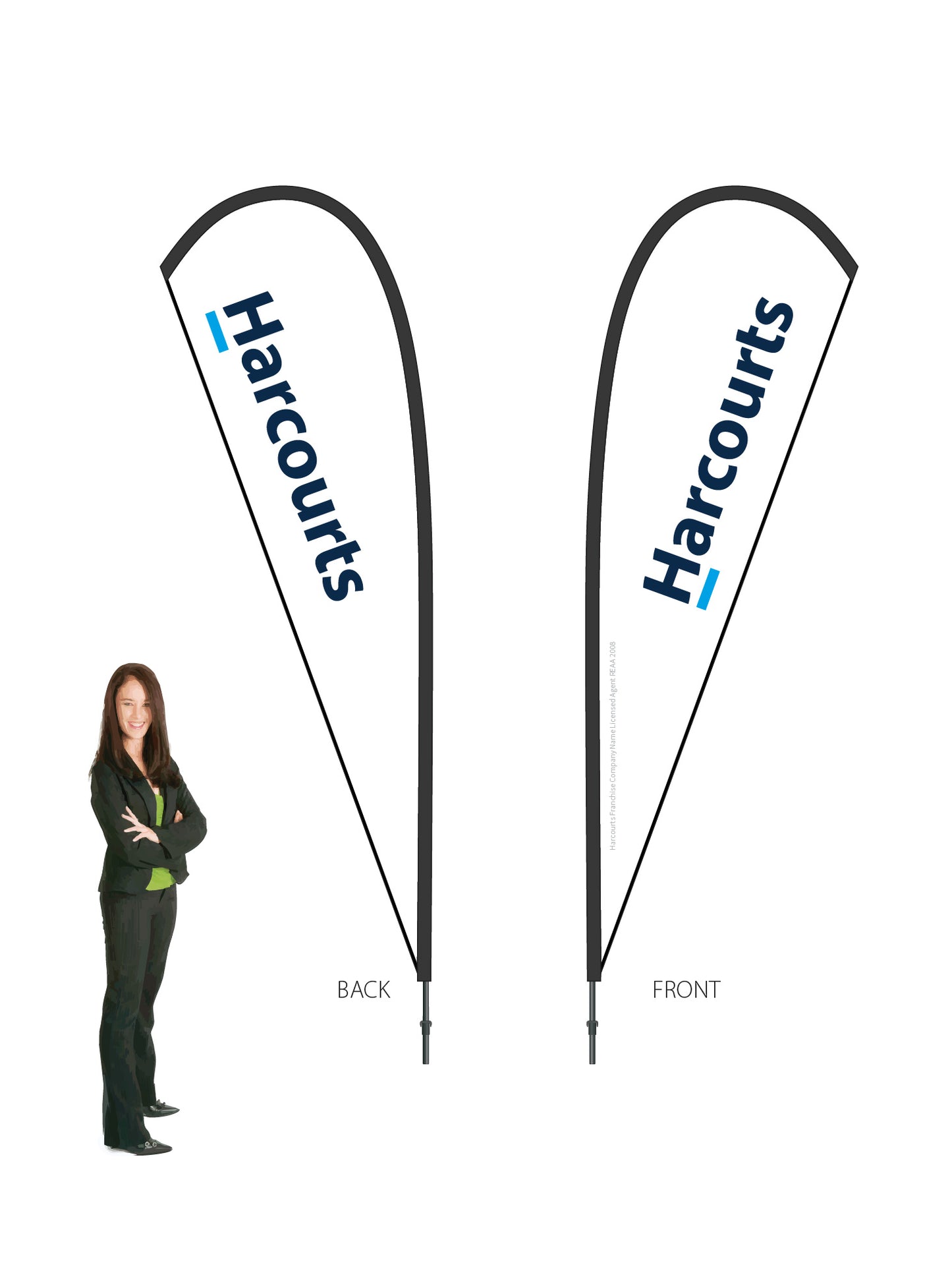 Harcourts 2026 LOGO Durapole® Mayfly LARGE Double-Sided || multiple designs available