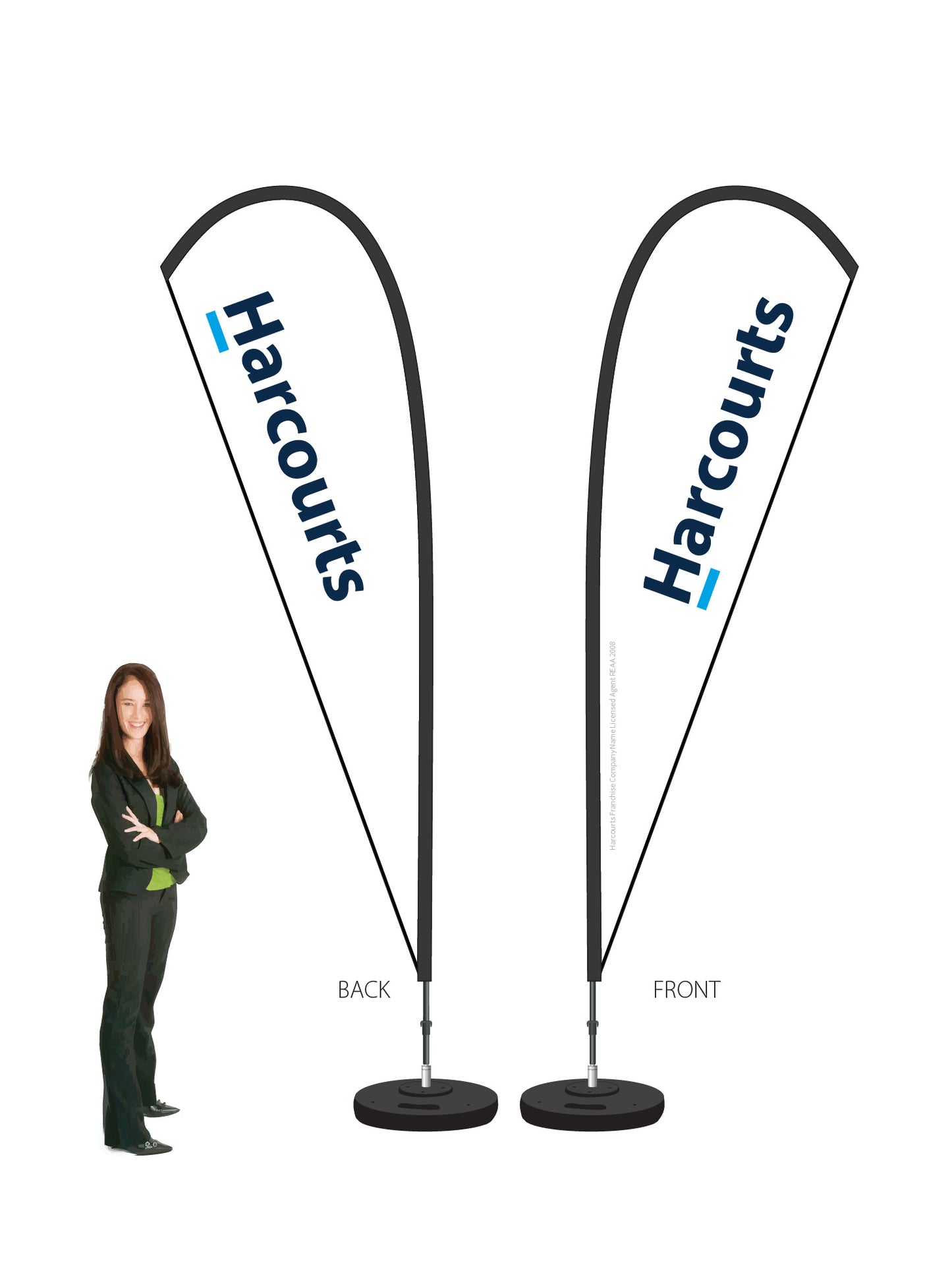 Harcourts 2026 LOGO Durapole® Mayfly LARGE Double-Sided || multiple designs available