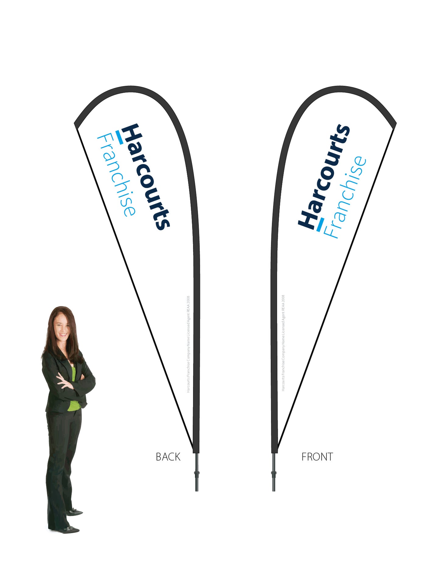 Harcourts 2026 LOGO Durapole® Mayfly LARGE Double-Sided || multiple designs available