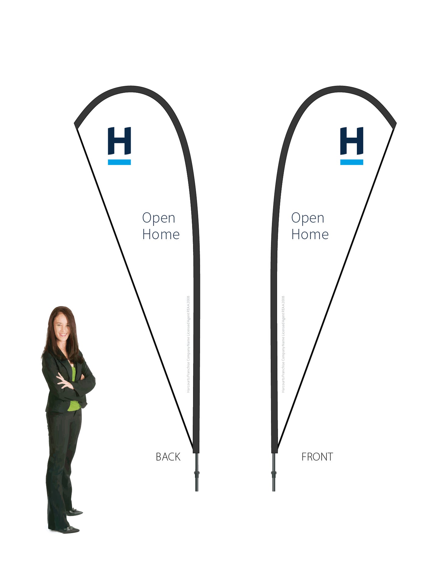 Harcourts 2026 OPEN HOME Durapole® Mayfly LARGE Double-Sided