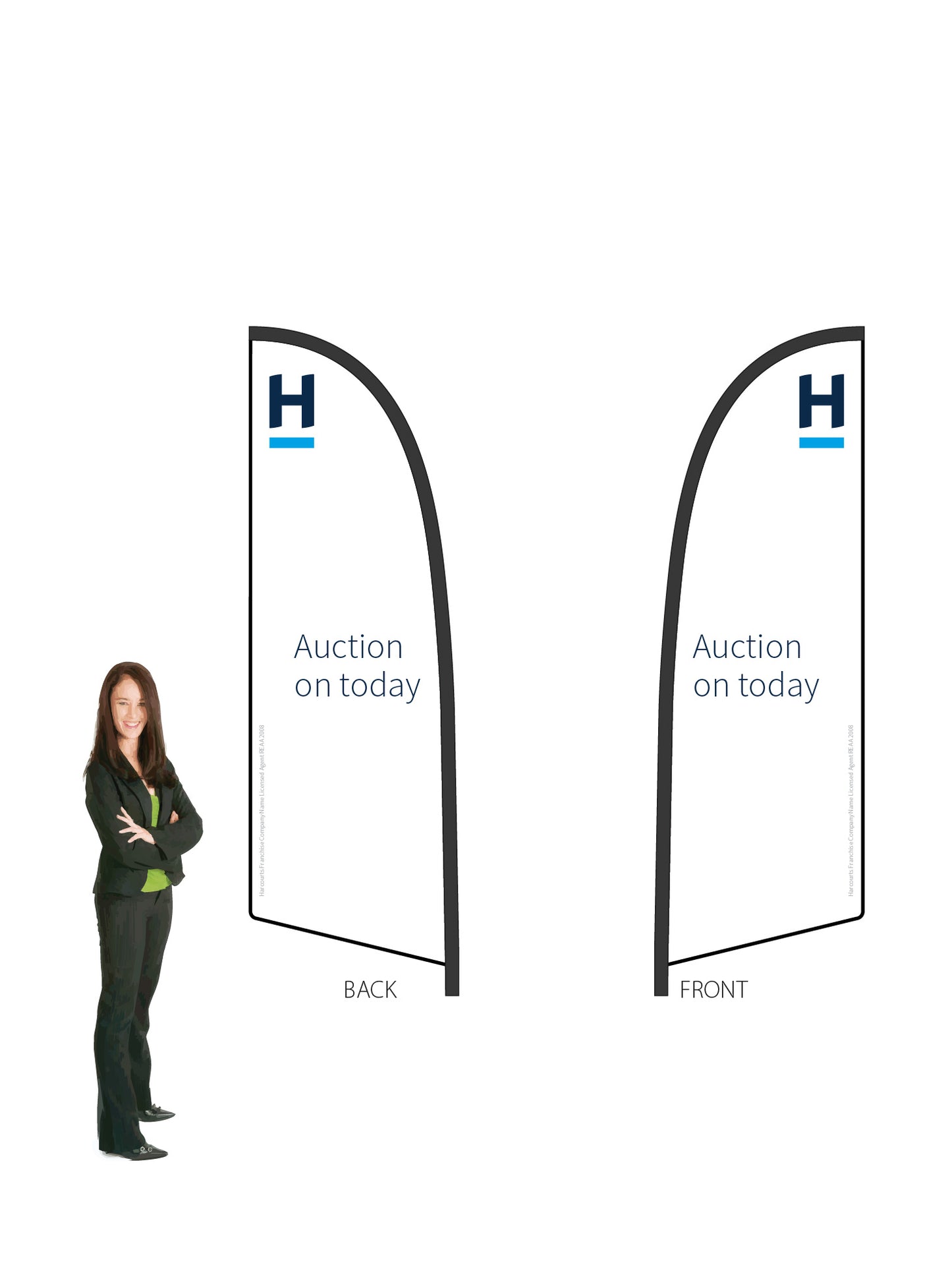 Harcourts 2026 AUCTION Durapole® Flex SMALL Double-Sided || multiple designs available