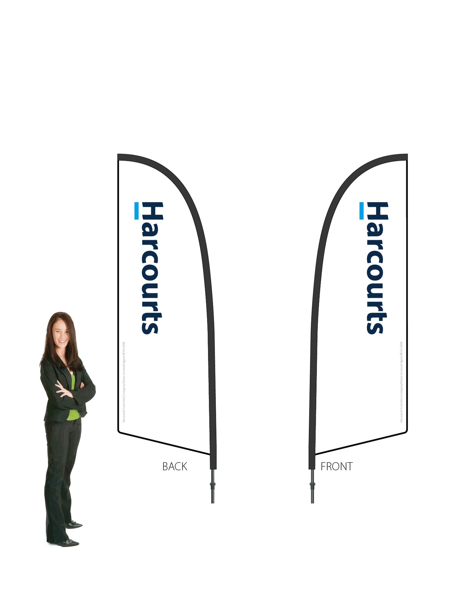 Harcourts 2026 LOGO Durapole® Flex SMALL Double-Sided || multiple designs available