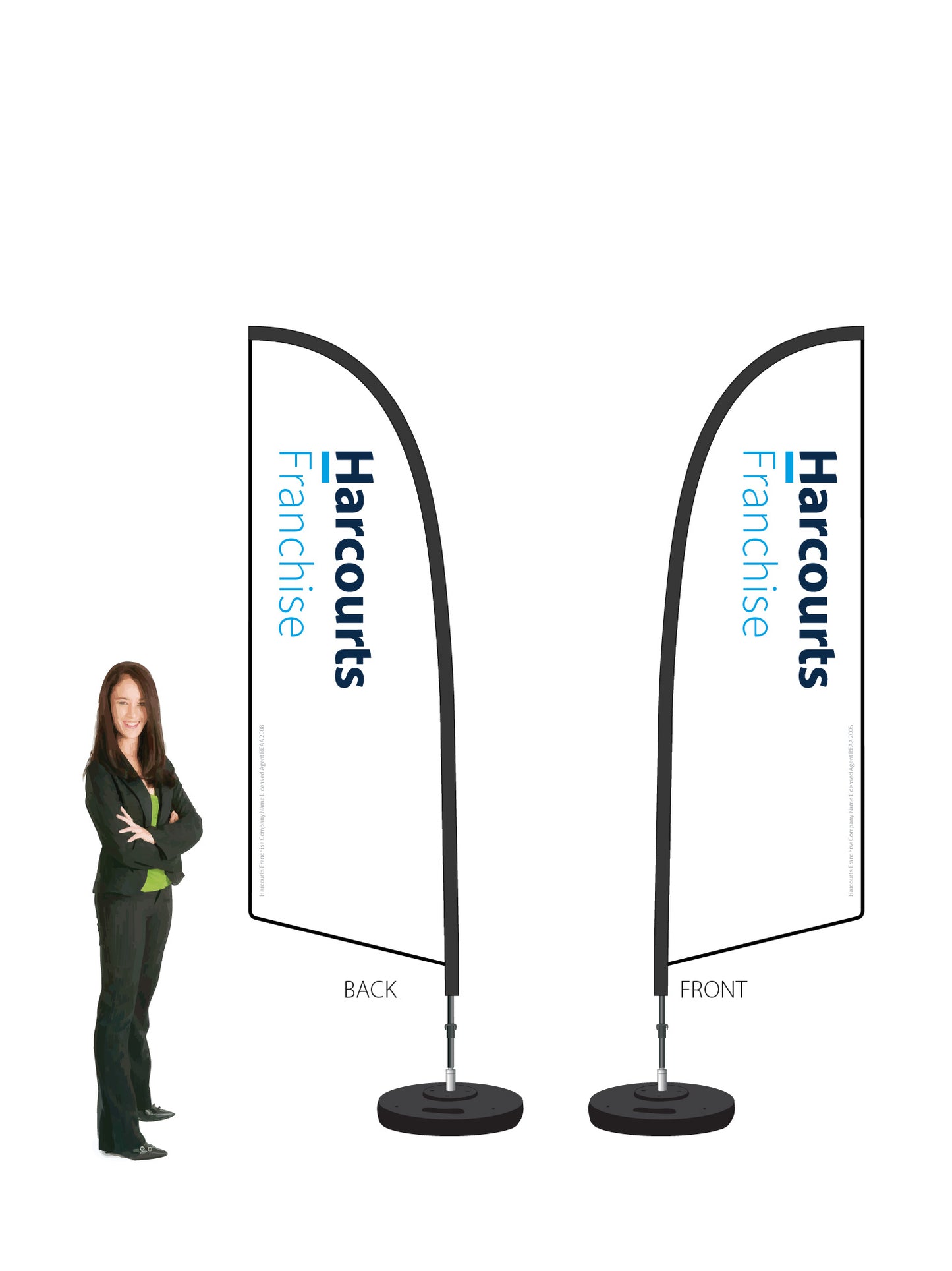 Harcourts 2026 LOGO Durapole® Flex SMALL Double-Sided || multiple designs available