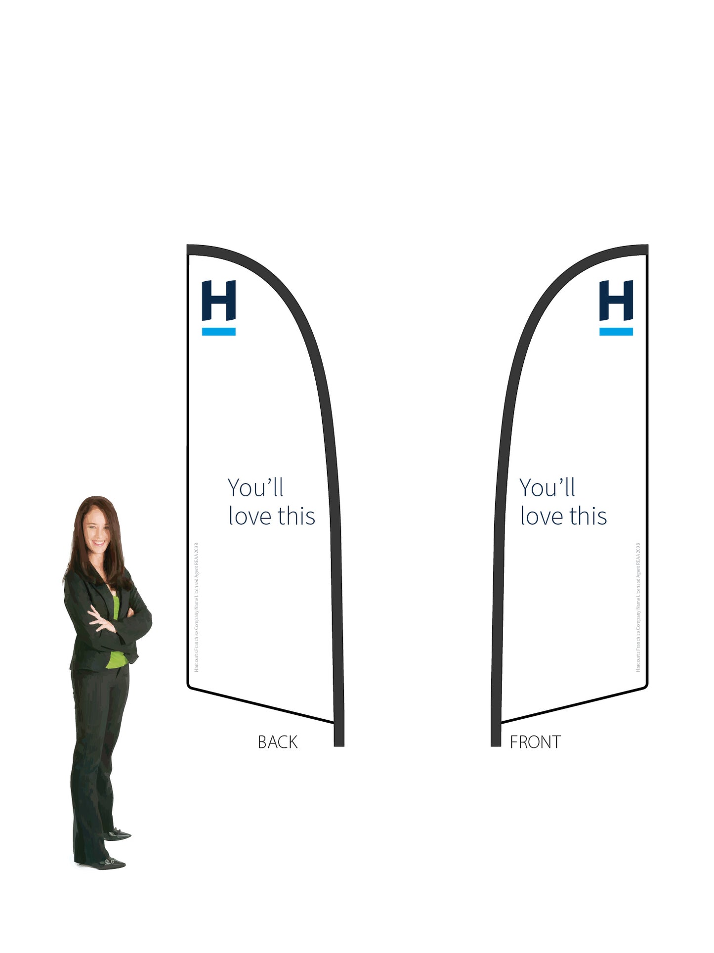Harcourts 2026 OPEN Durapole® Flex SMALL Double-Sided || multiple designs available