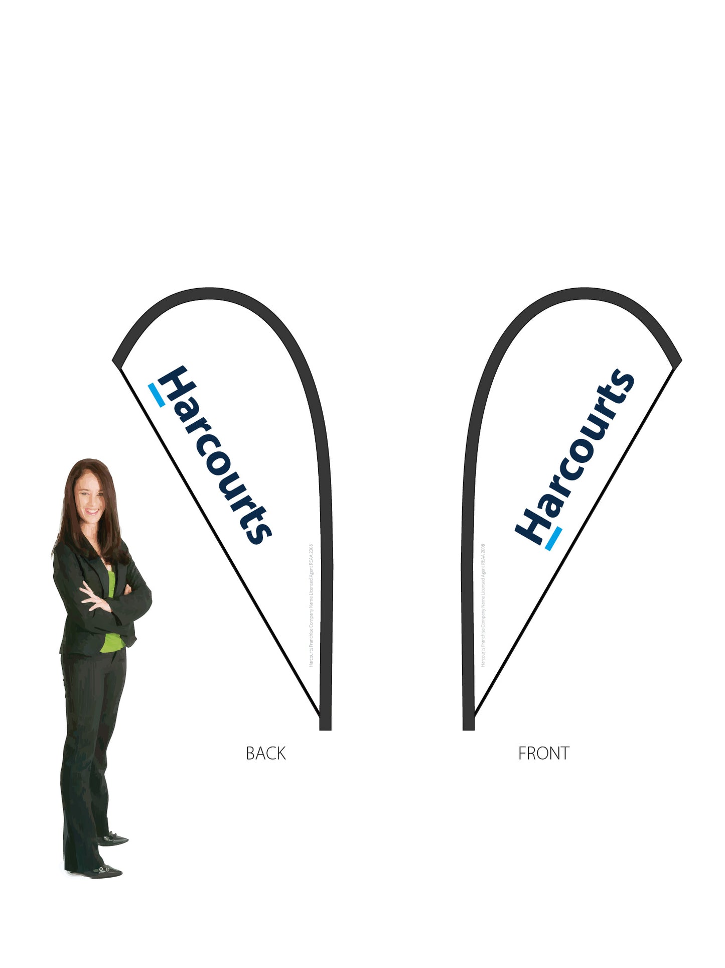 Harcourts 2026 LOGO Durapole® Mayfly SMALL Double-Sided || multiple designs available