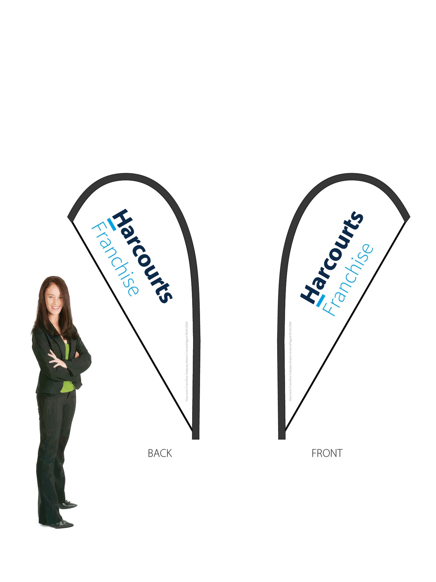 Harcourts 2026 LOGO Durapole® Mayfly SMALL Double-Sided || multiple designs available
