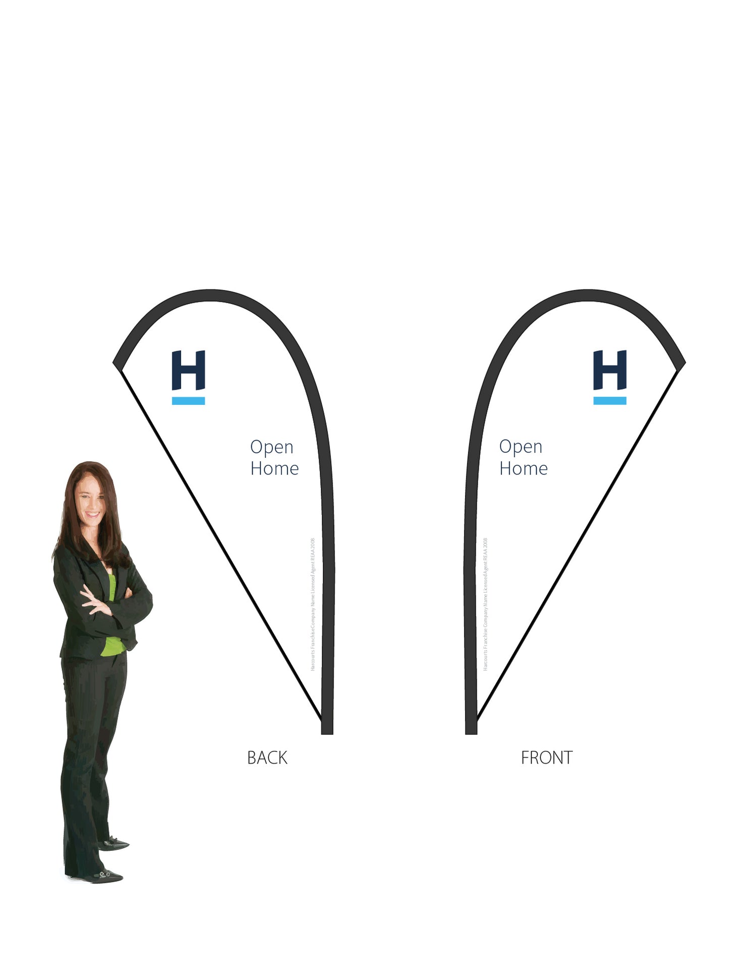 Harcourts 2026 OPEN HOME Durapole® Mayfly SMALL Double-Sided