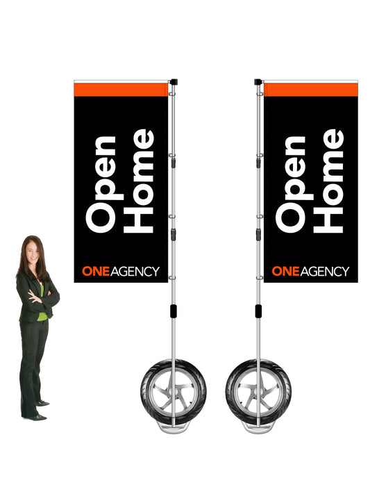 Durapole XT OPEN HOME Flag and Display Double-Sided || ONE AGENCY REAL ESTATE