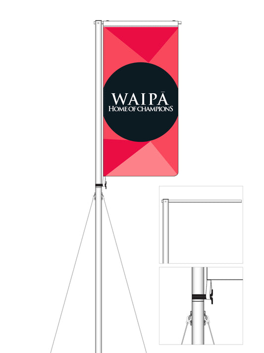 Portable Supreme Flag Poles. 4m, 5m or 6m  || Industrial Grade. For Flying Vertical Flags.