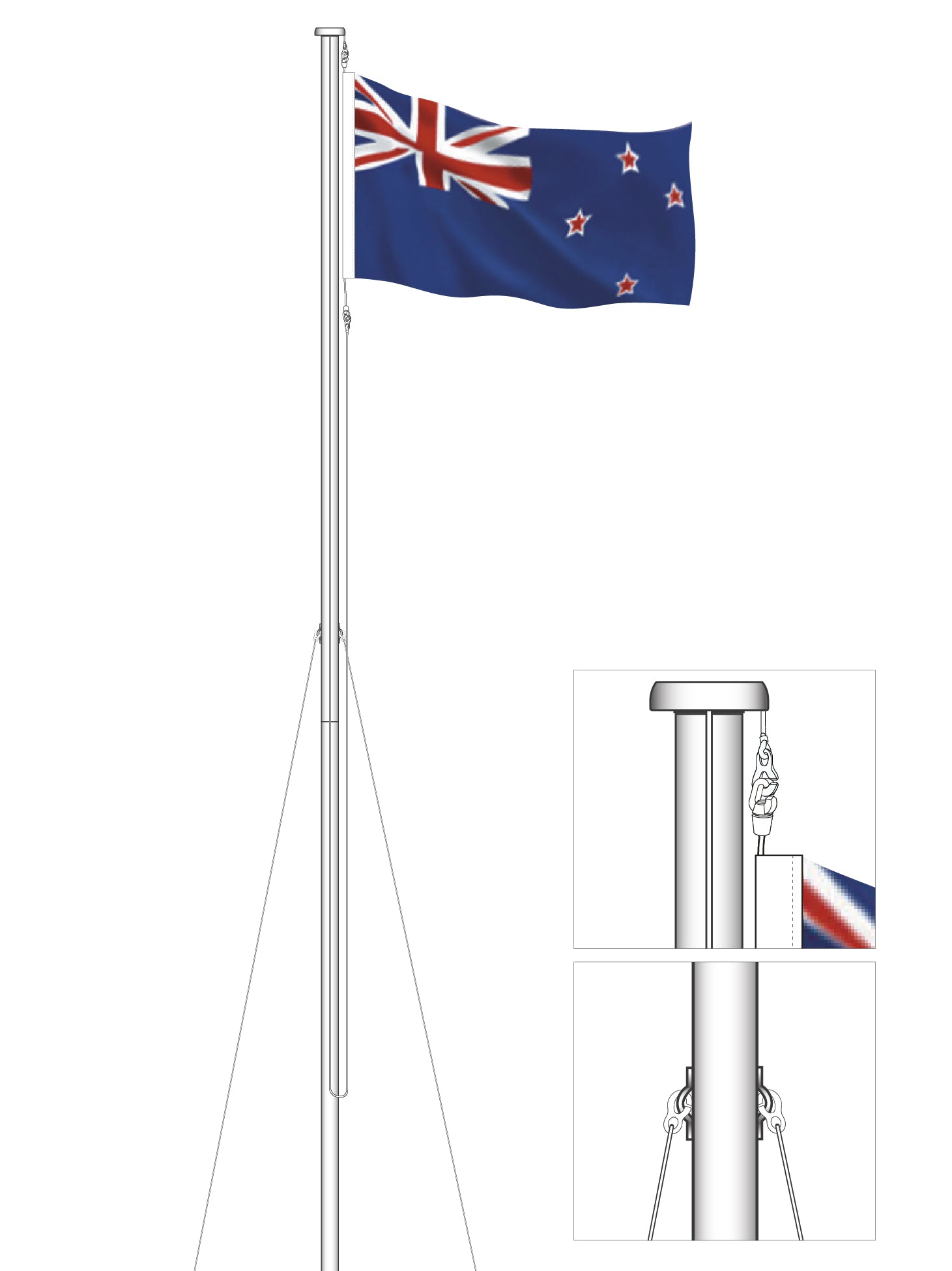 Temporary Flag System Portable Supreme Flag Poles. 4m , 5m or 6m || Industrial Grade. For Fl ...