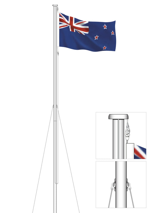 Portable Supreme Flag Poles.  4m , 5m or 6m  || Industrial Grade. For Flying Horizontal Flags.