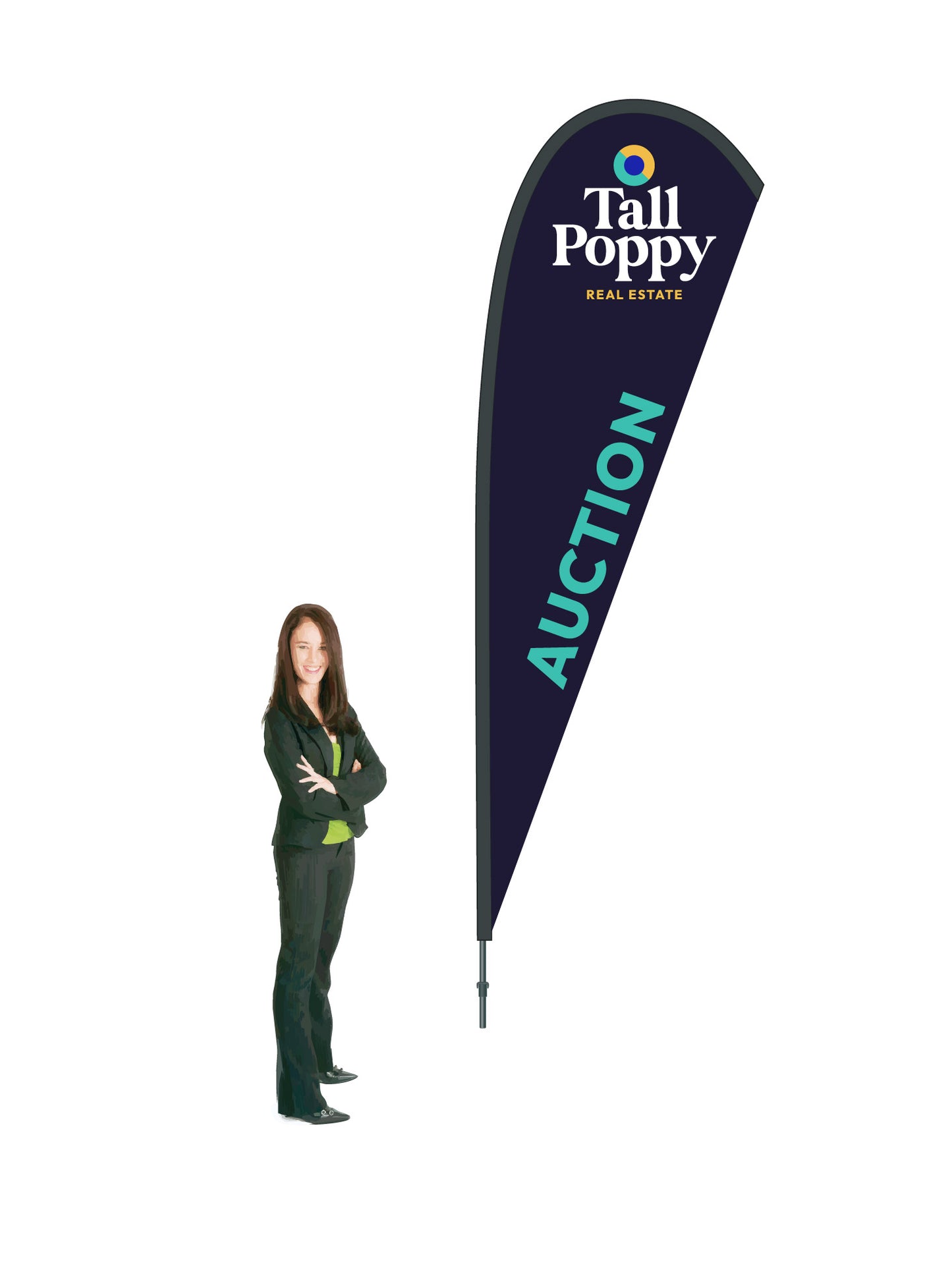 Durapole® Mayfly Single-Sided Flag and Display || Tall Poppy REAL ESTATE