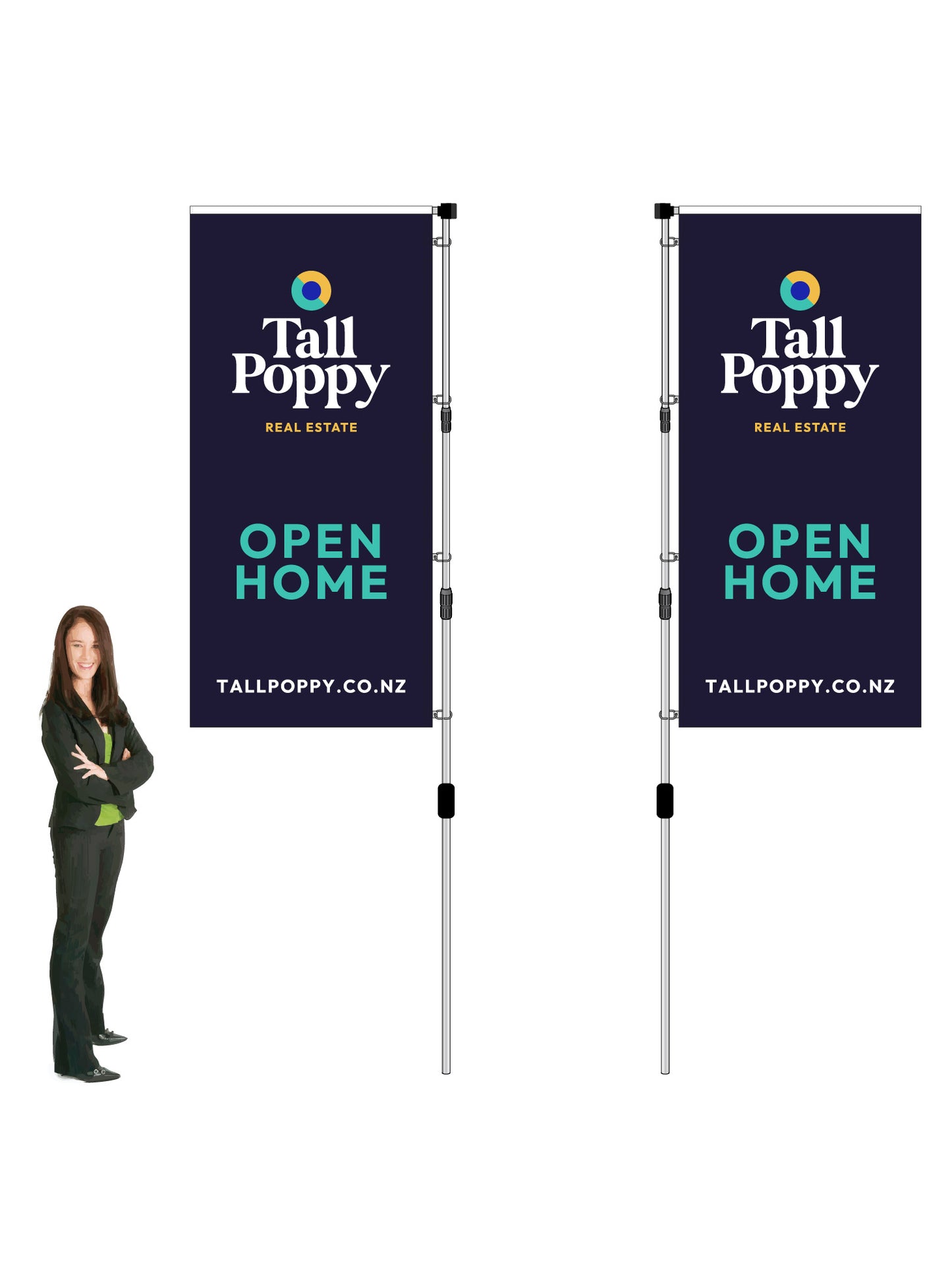 Durapole XT Flag and Display Double-Sided || Tall Poppy REAL ESTATE