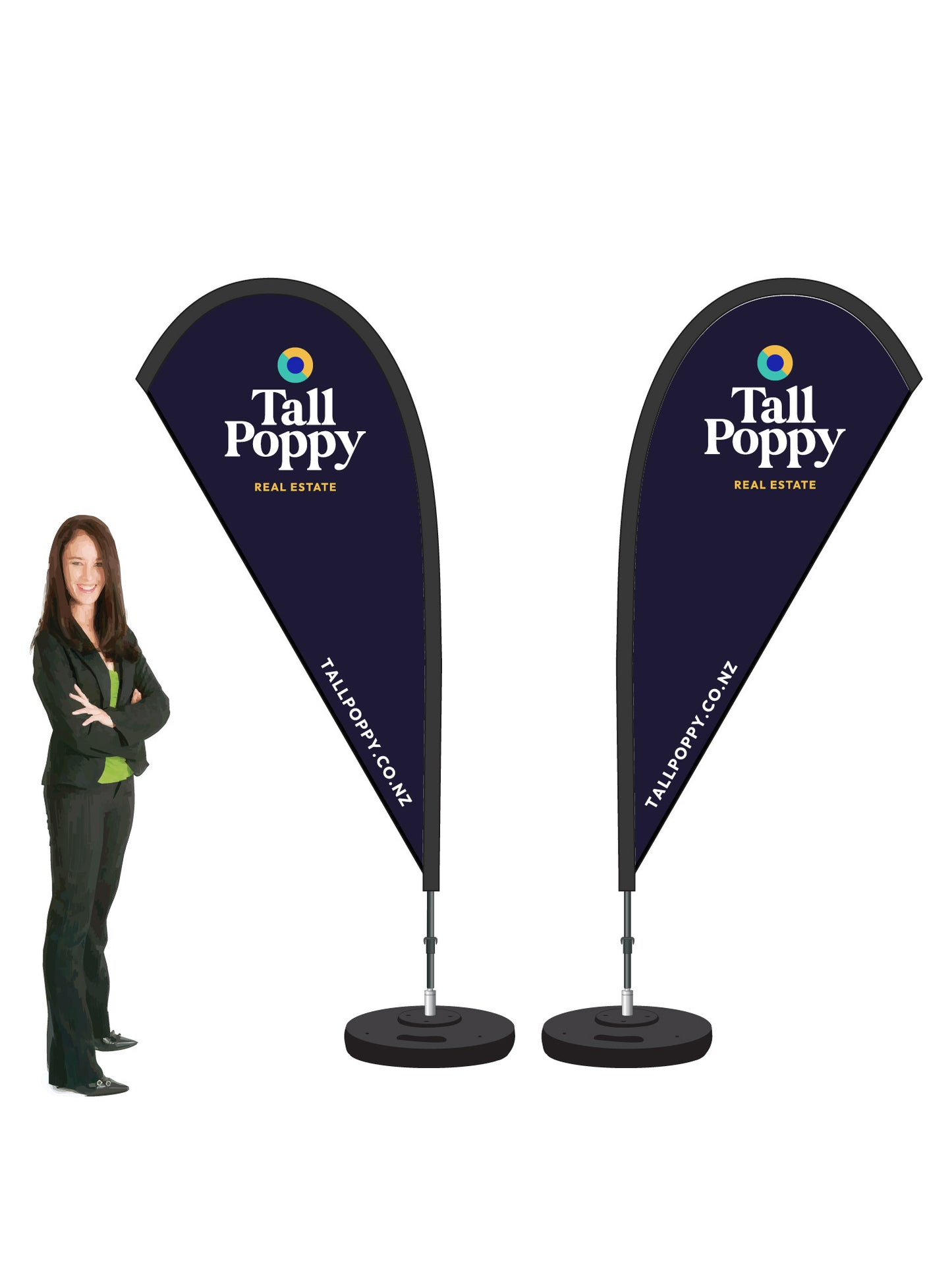 Durapole® Mayfly Double-Sided Flag and Display || Tall Poppy REAL ESTATE