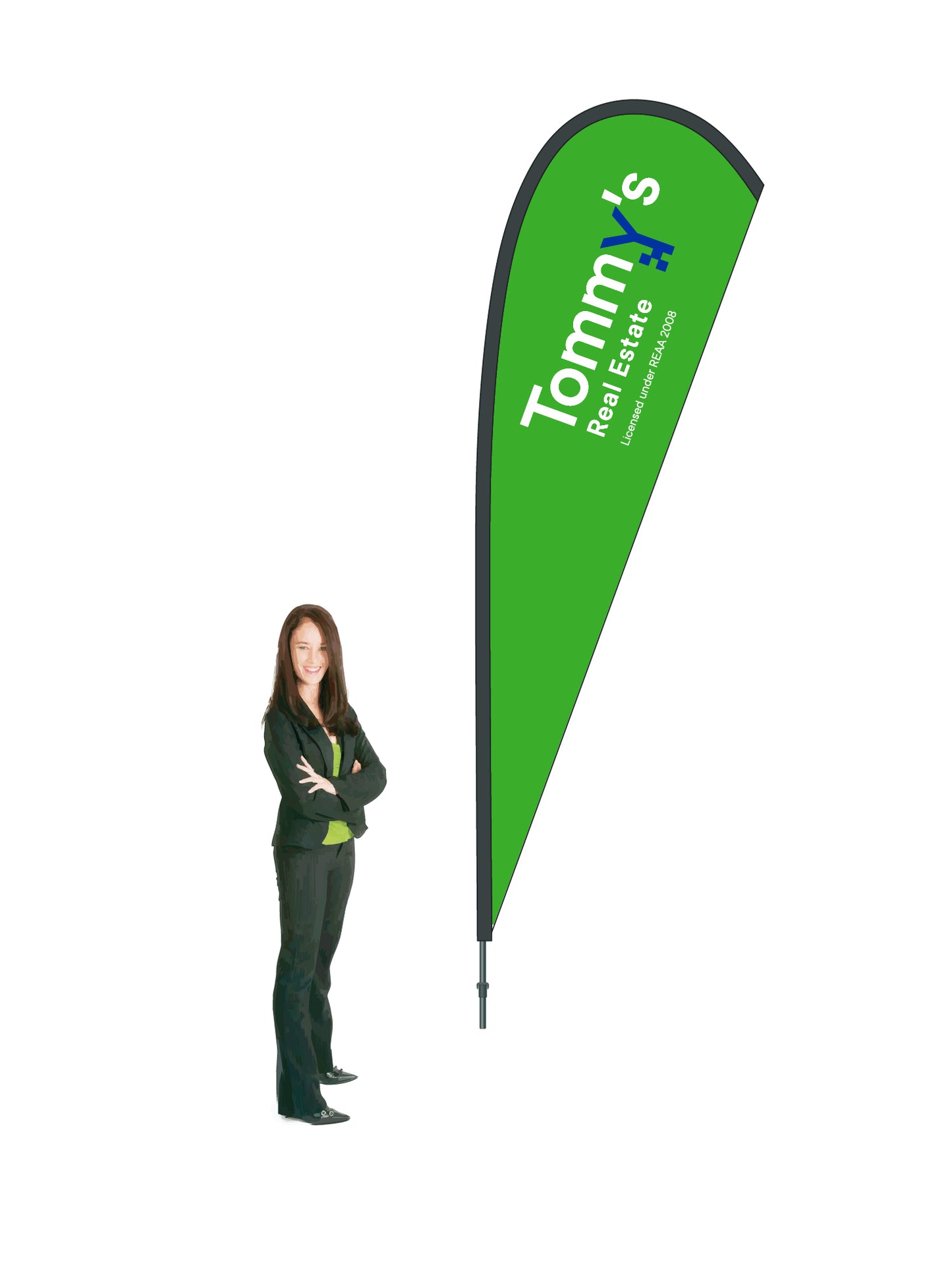 Durapole® Mayfly Single-Sided Flag and Display || Tommy's REAL ESTATE
