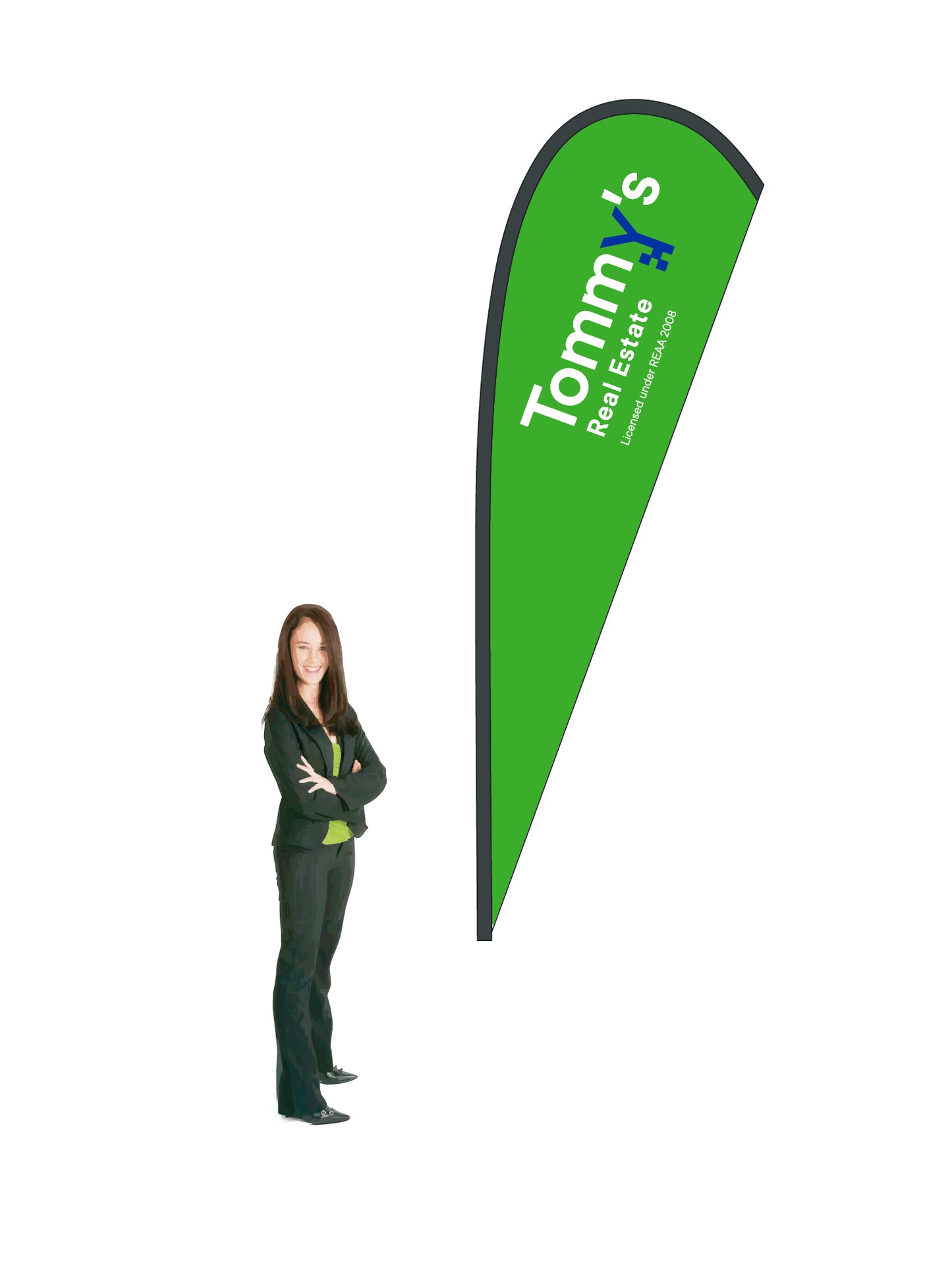 Durapole® Mayfly Single-Sided Flag and Display || Tommy's REAL ESTATE