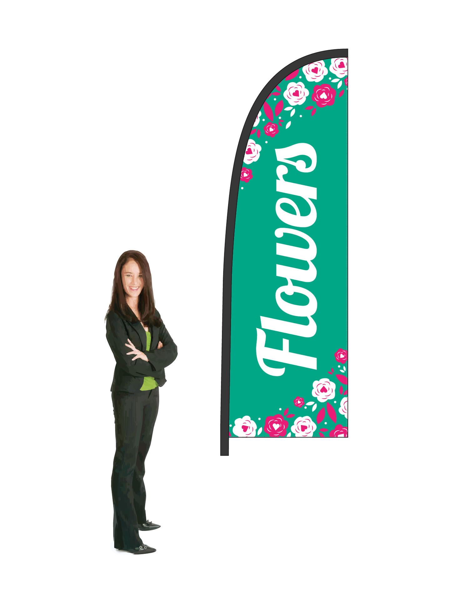 Flowers Flag and Display. Commercial Grade || 2.6m High