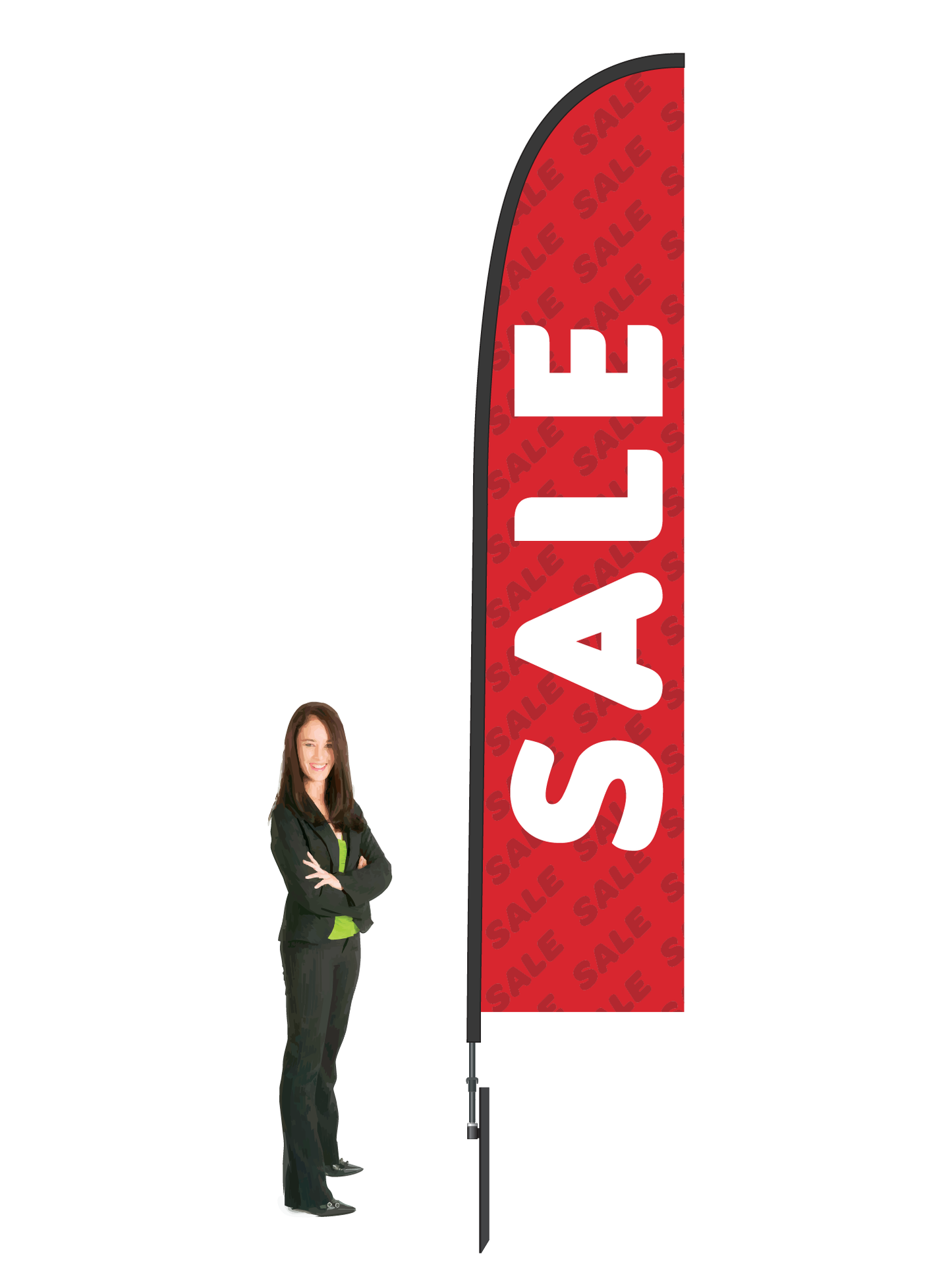 Sale Flex Flag and Display.  Single-sided. Commercial Grade. || 4.0m High. Made from recycled materials.