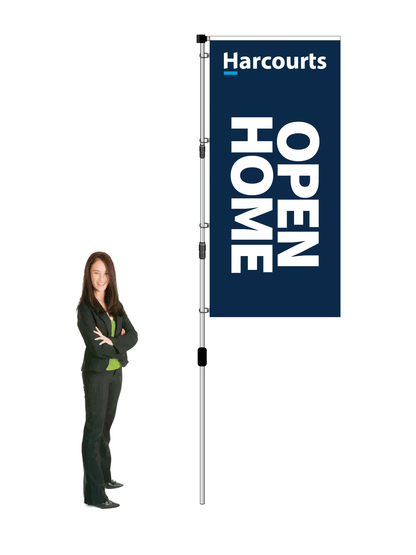 Harcourts Durapole XT Flag and Display - OPEN HOME