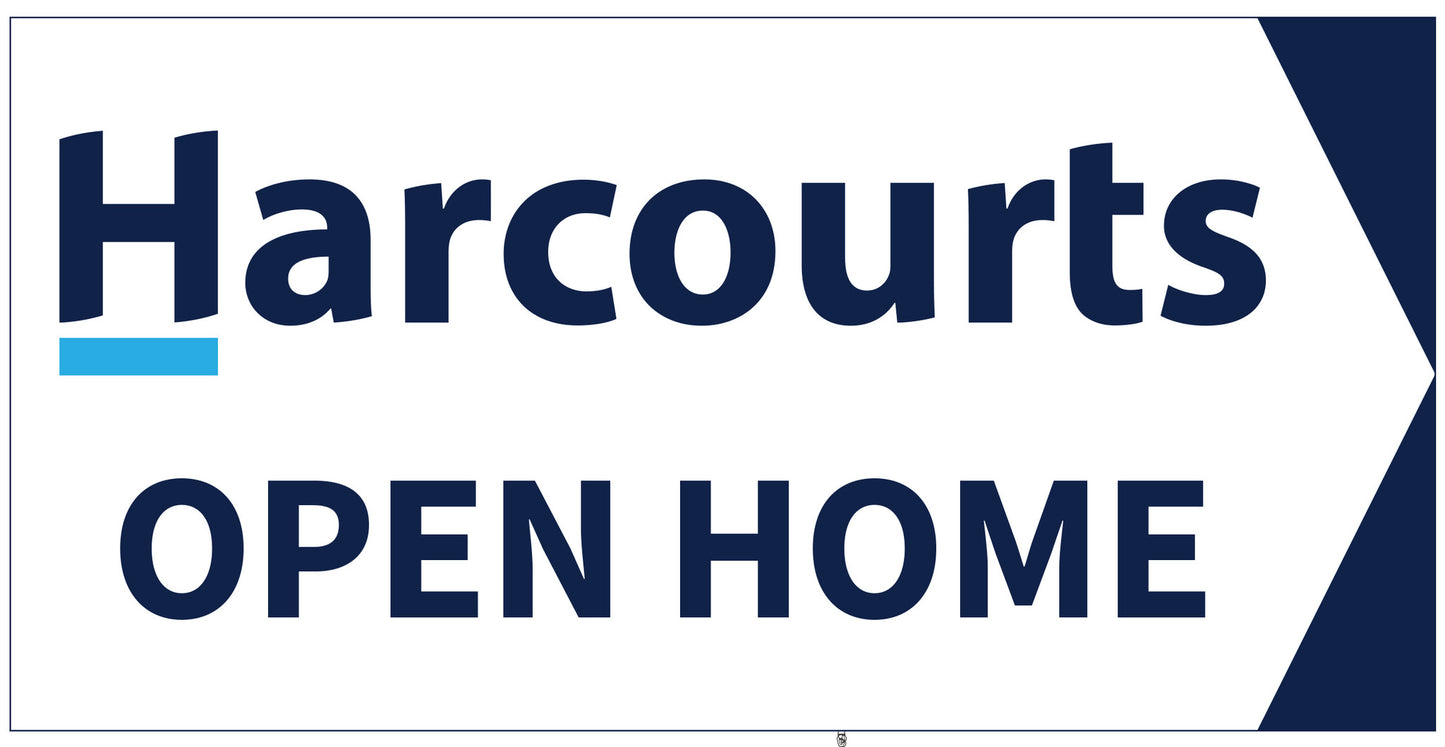Harcourts Directional Sign || White Background