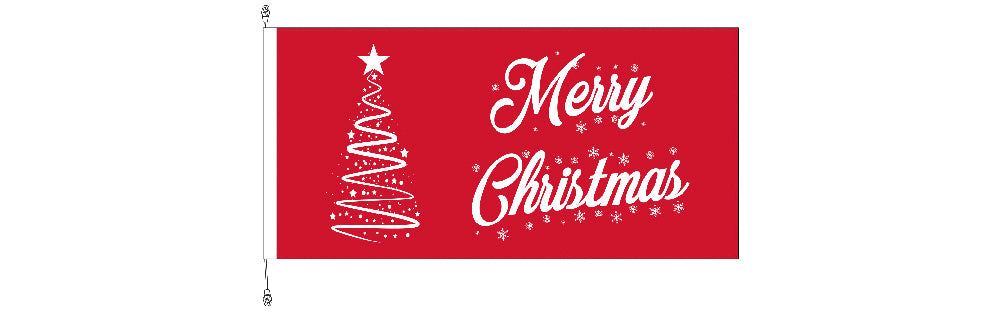 Christmas Tree Ribbon Red Horizontal Flag || 1800x900mm